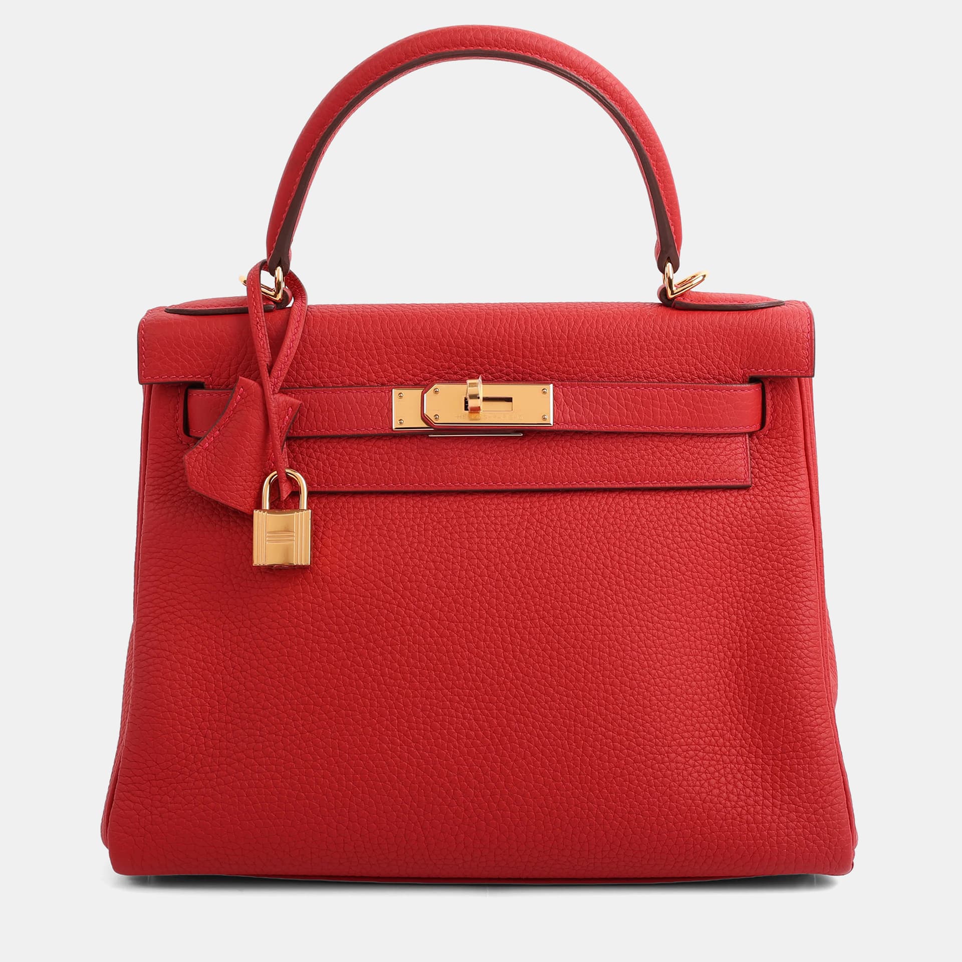 Hermes Vermillion Togo Retourne Kelly 28 Top Handle Bag