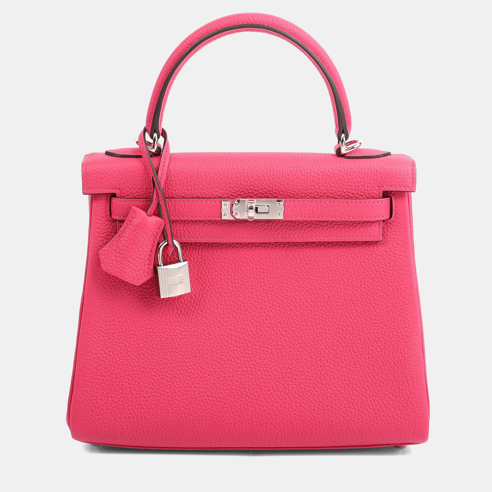 Hermes Rose Mexico Togo Kelly 25 Top Handle Bag