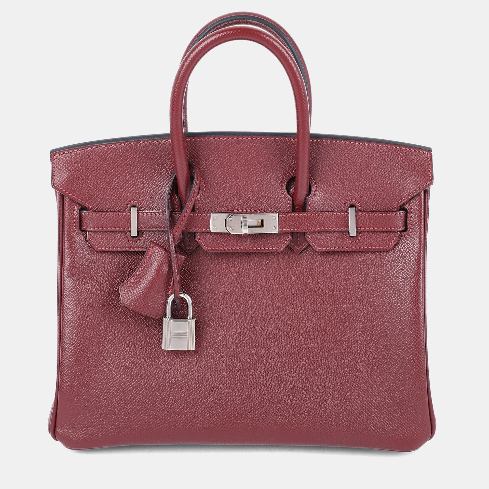 Hermes Rouge H Epsom Birkin 25 Tote Bag