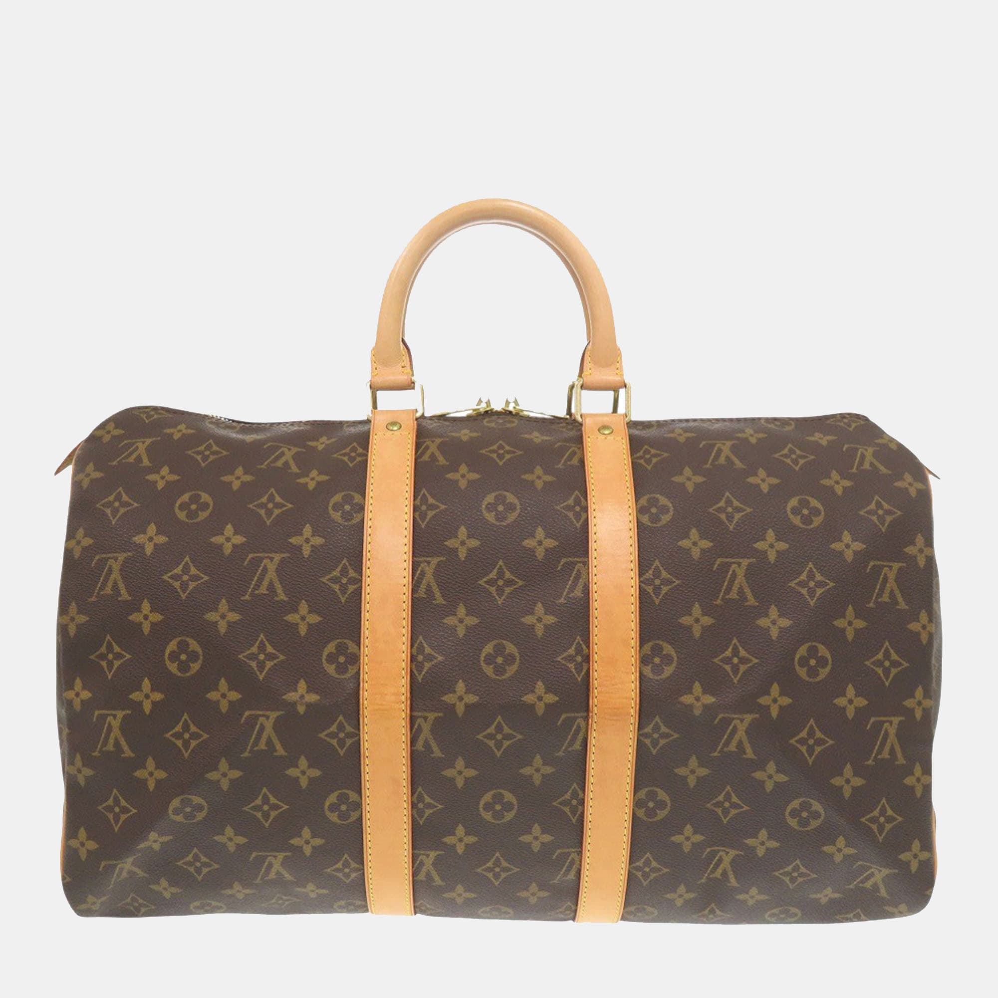 Louis Vuitton Coated Canvas Brown Monogram Keepall 45
