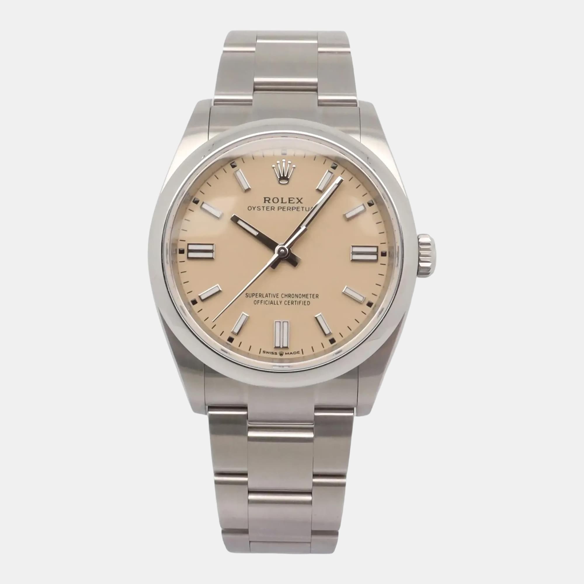 Rolex Beige Oyster Perpetual 126000 Stainless Steel Automatic Men's Wristwatch 36mm