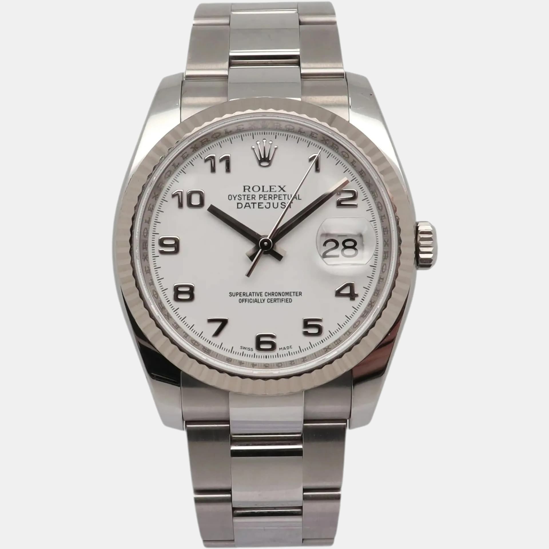 Rolex Datejust 116234 White 18K White Gold Stainless Steel Automatic Men Wristwatch 36mm
