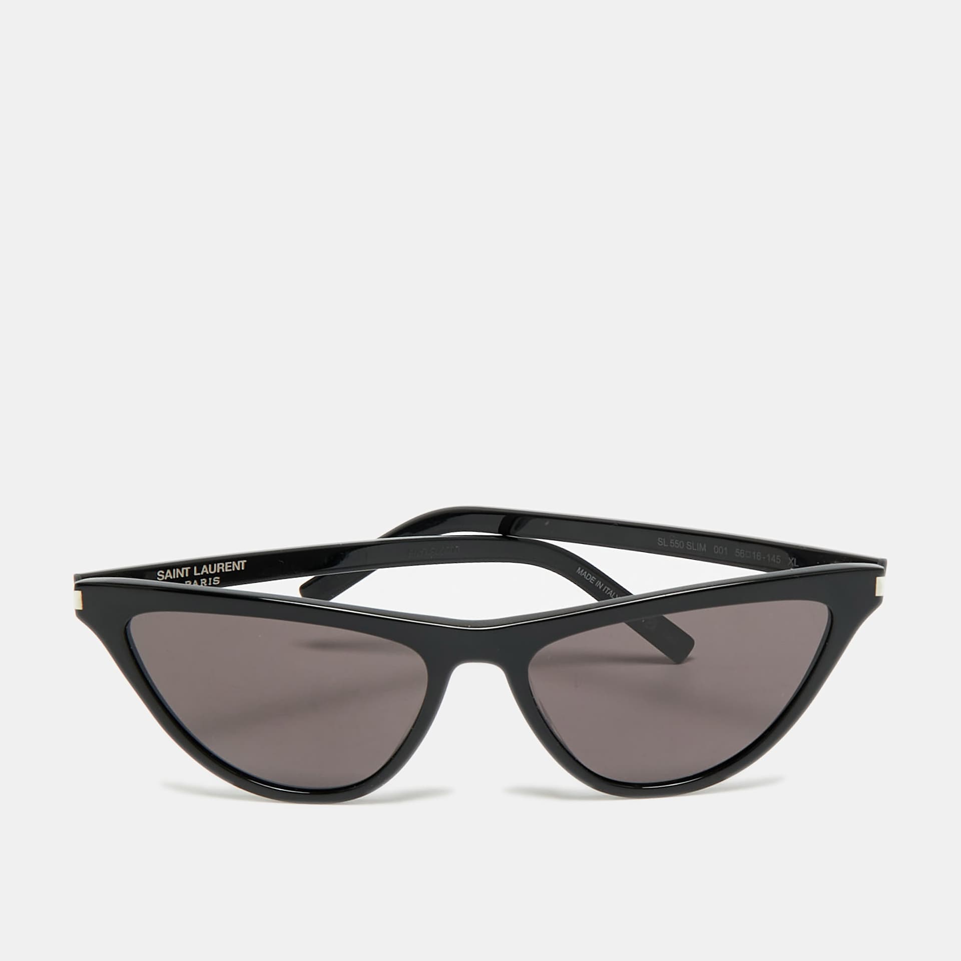 Saint Laurent Black SL 550 Slim Cat Eye Sunglasses