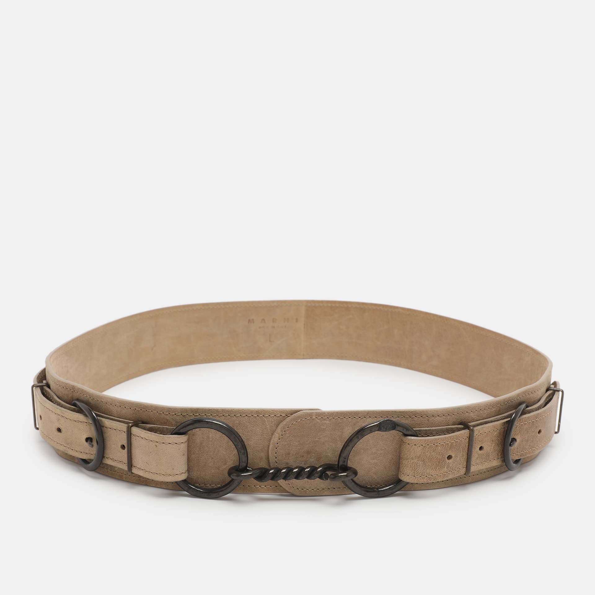 Marni Large Waist Belt Beige Nubuck Leather