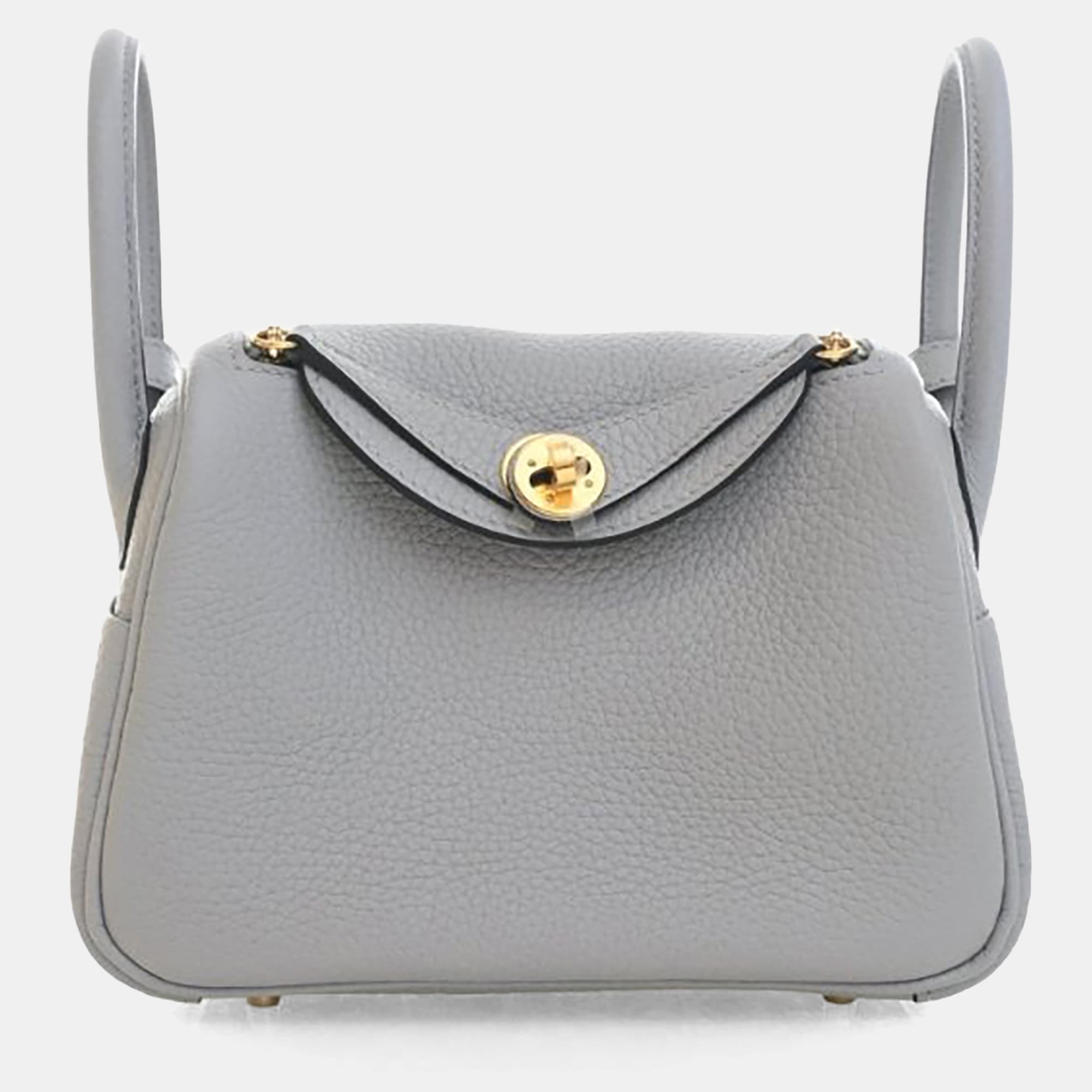 Hermes Bleu Glacier Clemence Mini Lindy 20