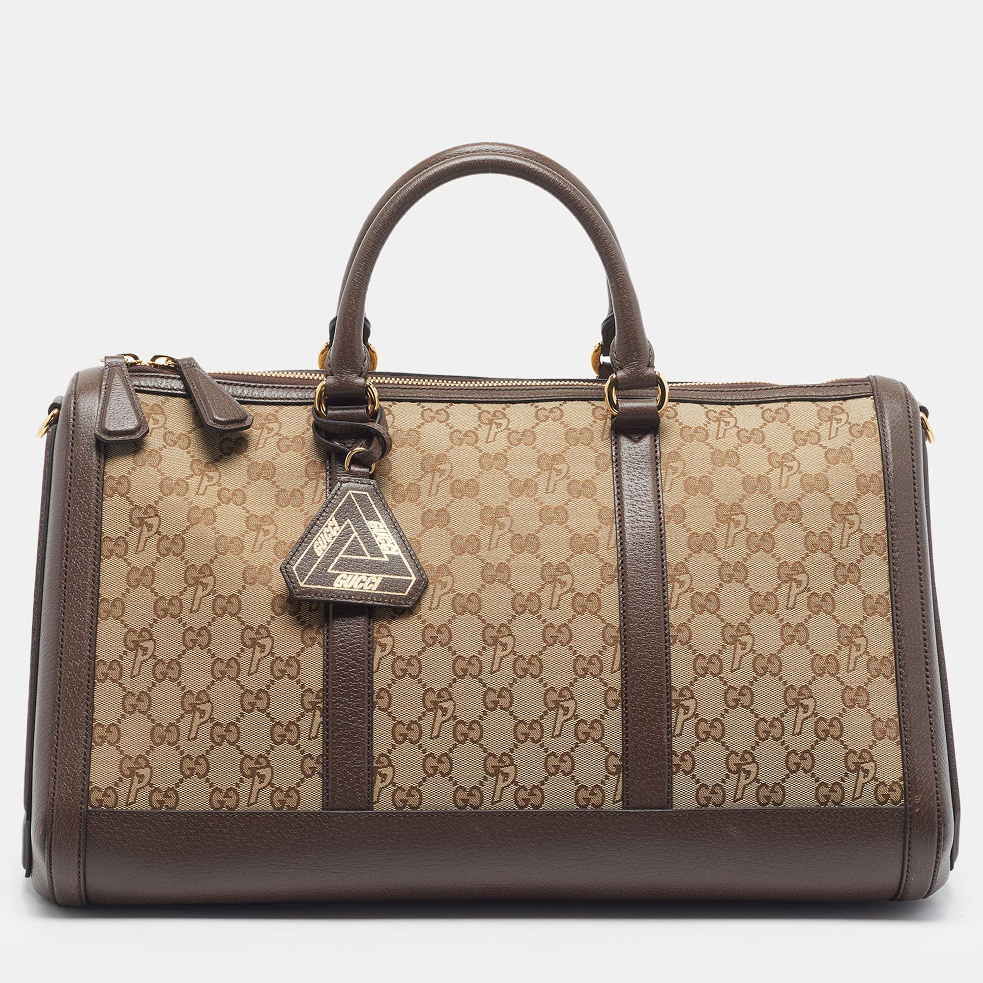 Gucci Palace Brown/Beige GG Canvas and Leather Duffel Bag