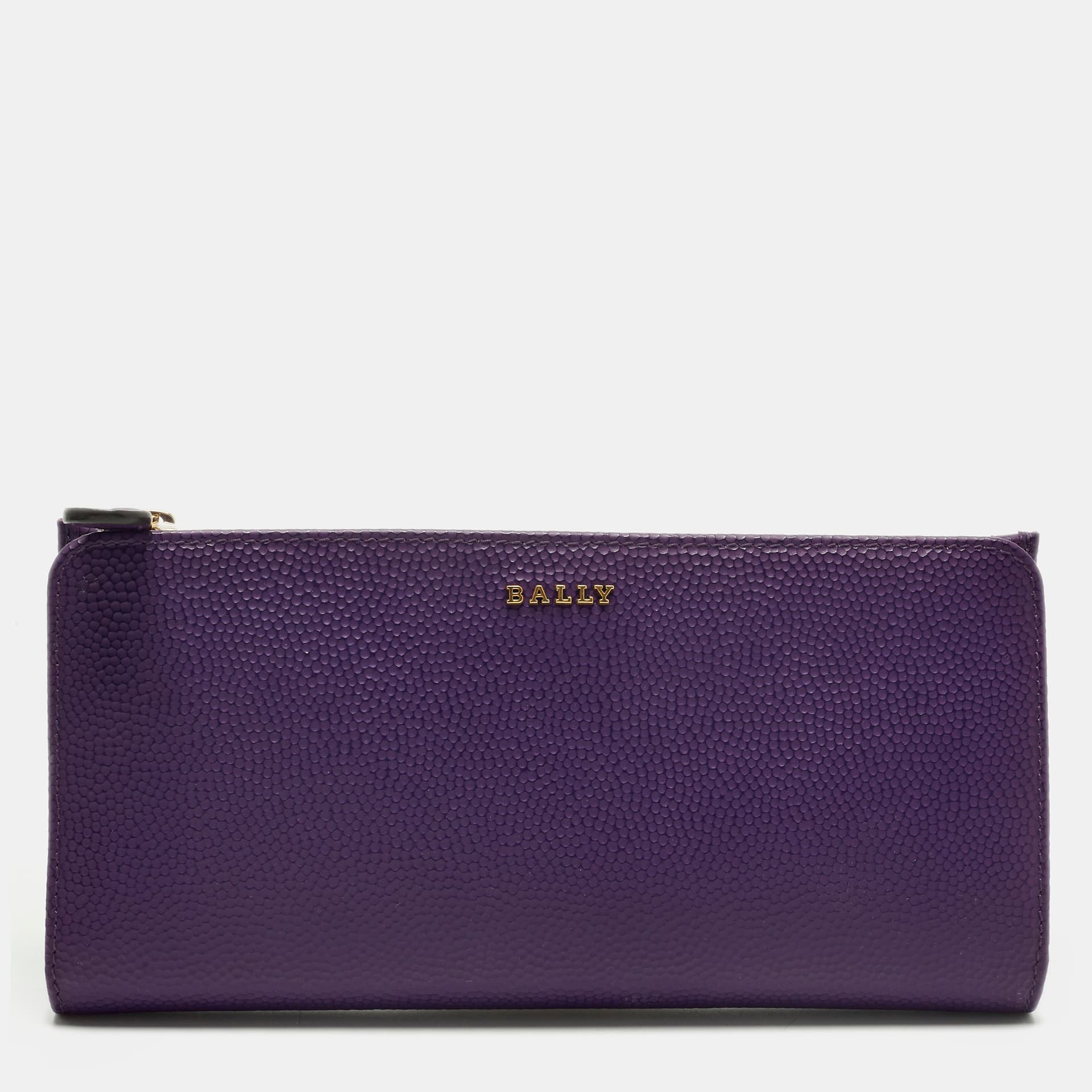 Bally Purple Leather Continental Wallet