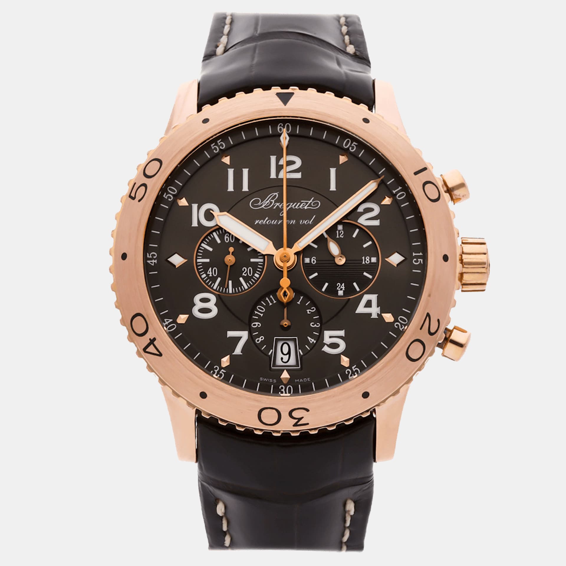 Breguet Transaltantique Type XX 3810BR/92/9ZU Brown 18K Rose Gold Automatic Men's Wristwatch 42mm