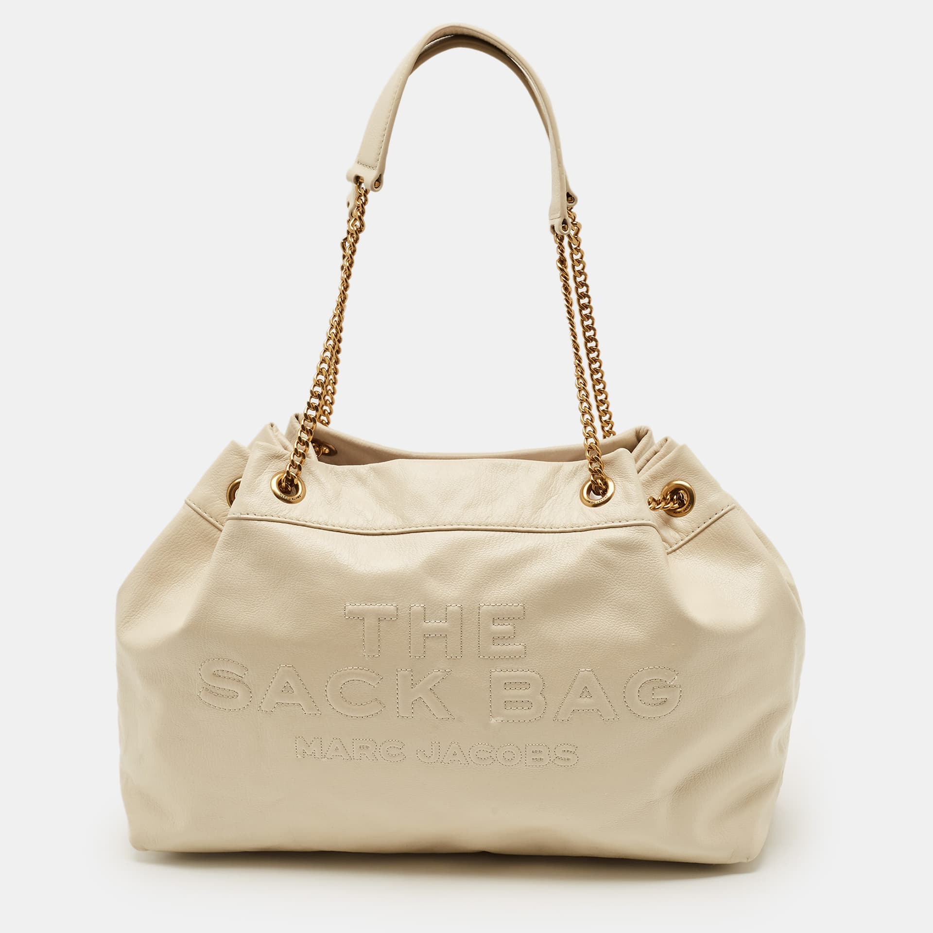 Marc Jacobs The Large Sack Ivory Glossy Leather Bag