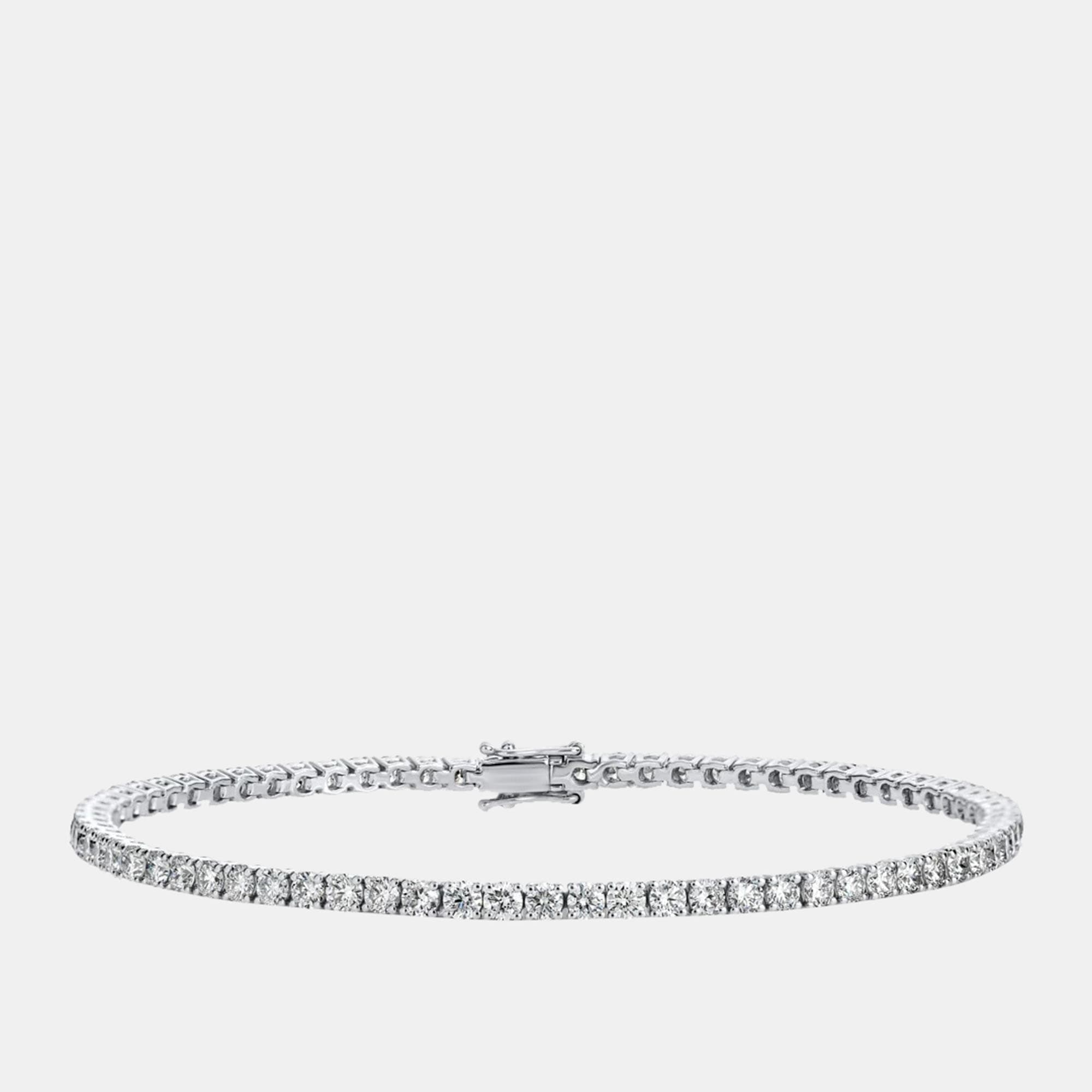 3.30 cts Round Brilliant Lab Grown Diamonds Sterling Silver 925 Tennis Bracelet