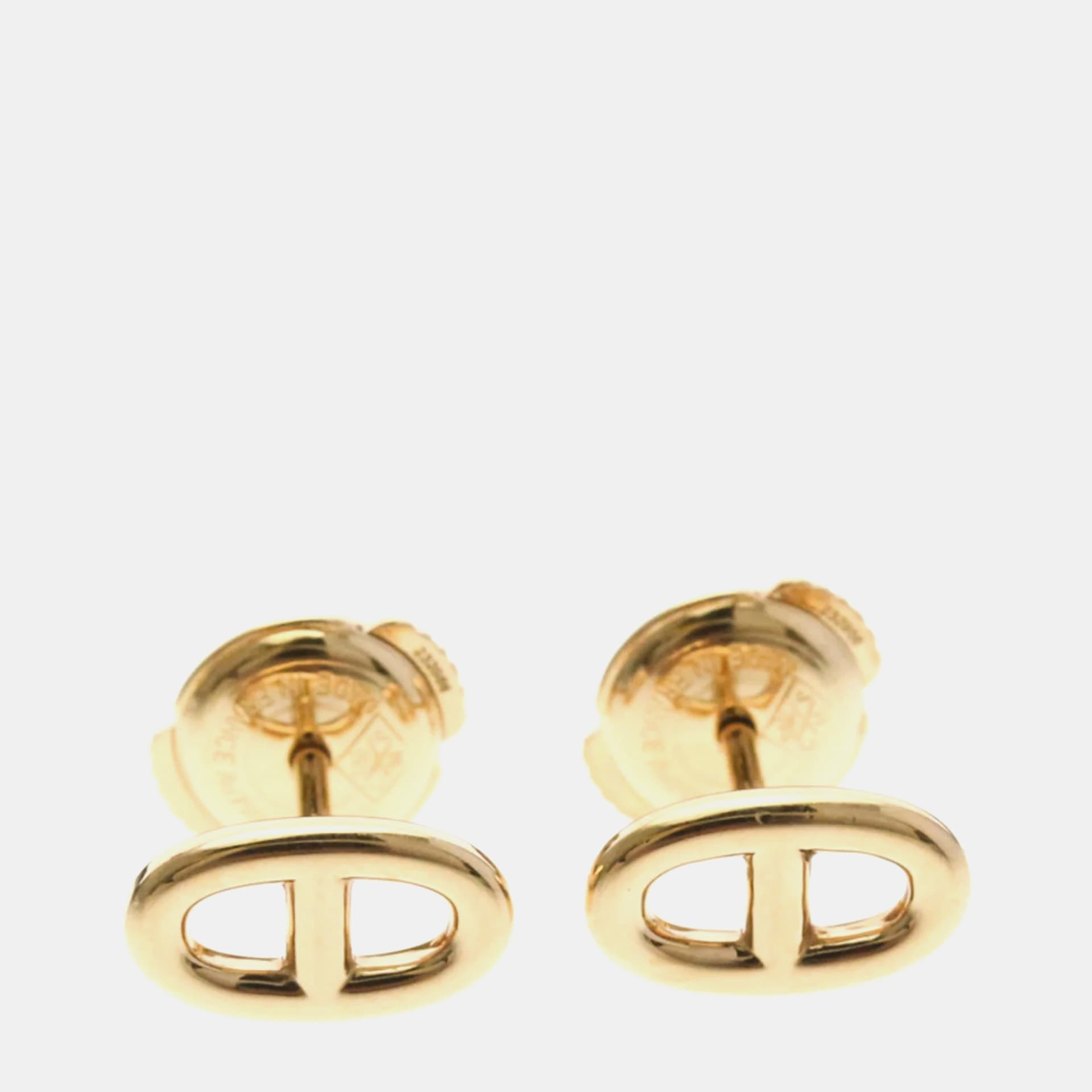 Hermes Chaine D'Ancre 18K Pink Gold Stud Earrings