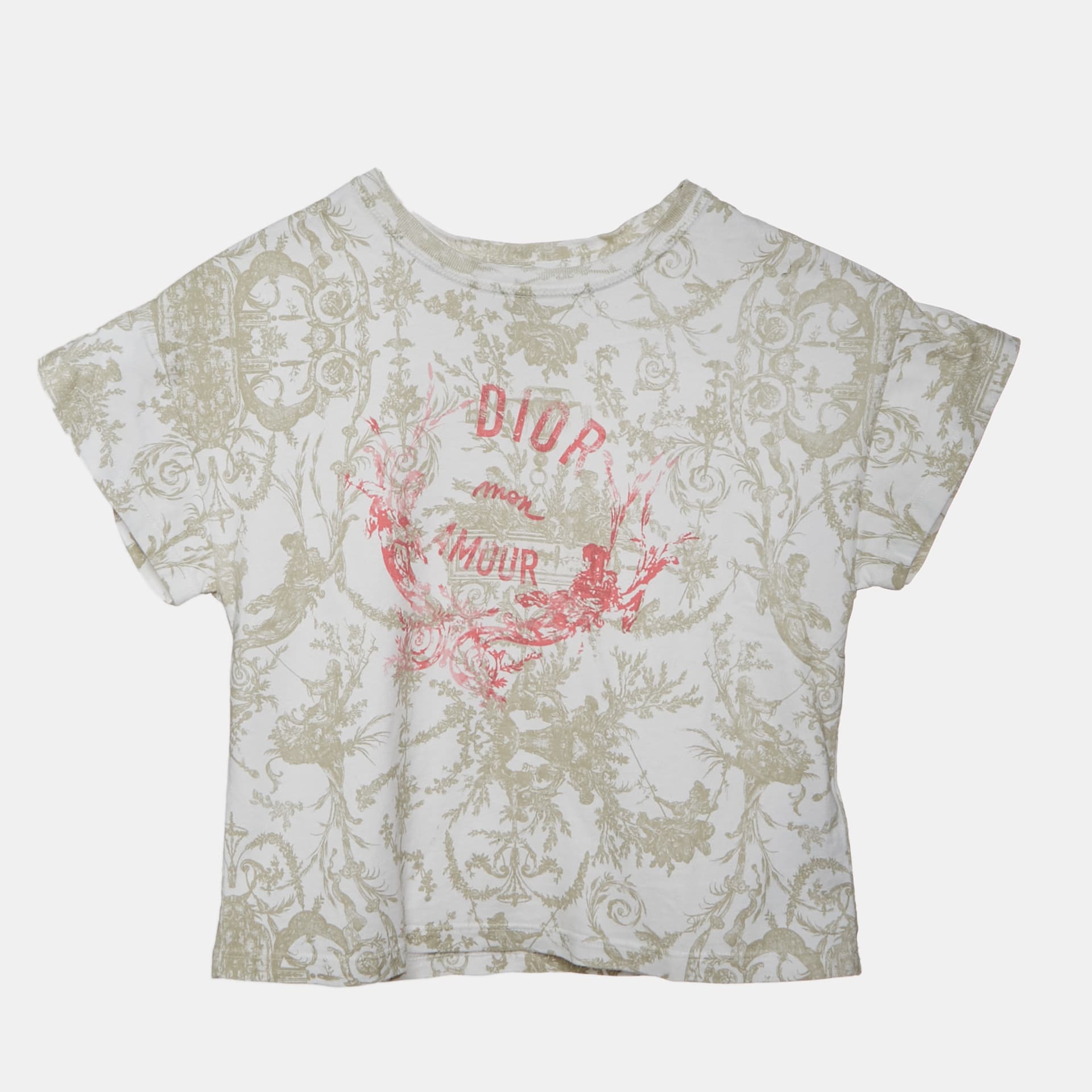 Dior Kids White Mon Amour Print Jersey Crewneck T-Shirt 6 Yrs