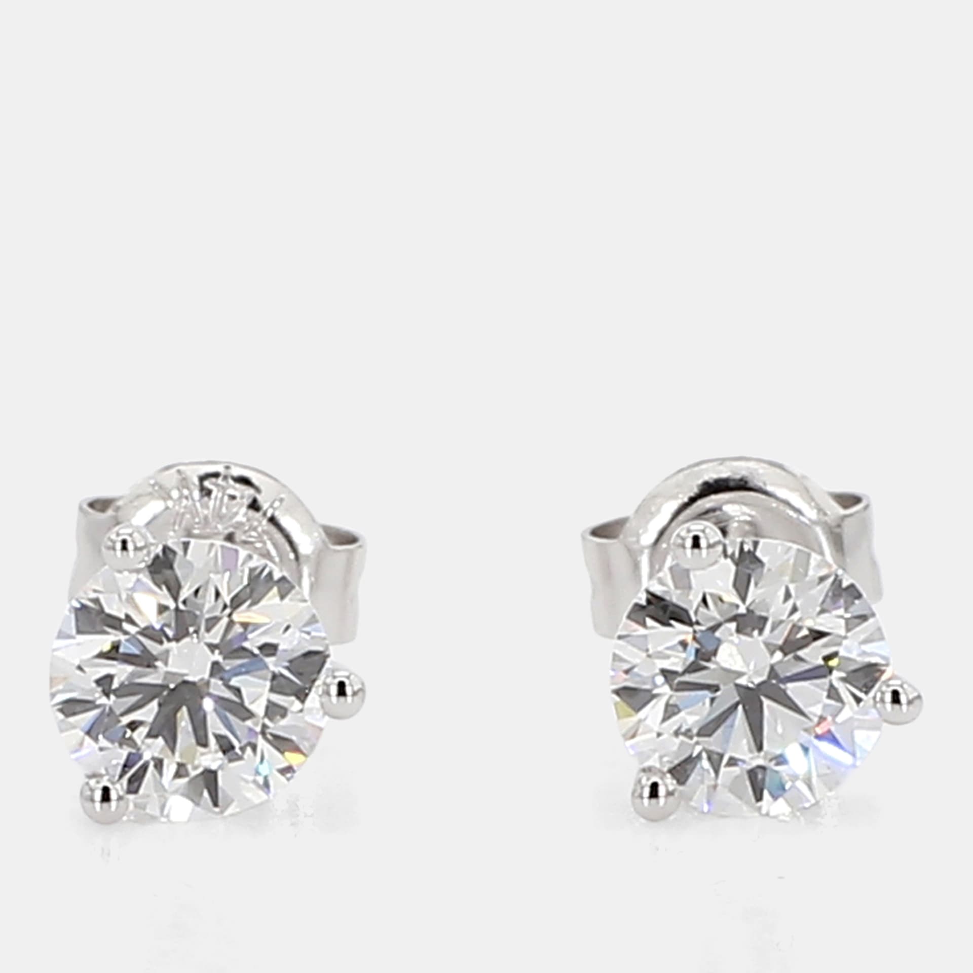 1.00 cts Round Lab Grown Diamonds 14K White Gold 3 Prong Martini Studs