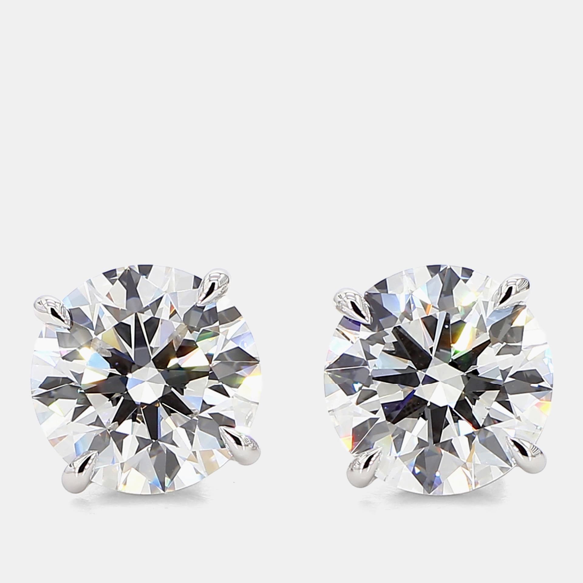 9.07 cts Round Lab Grown Diamonds 14K White Gold 4 Prong Basket Studs