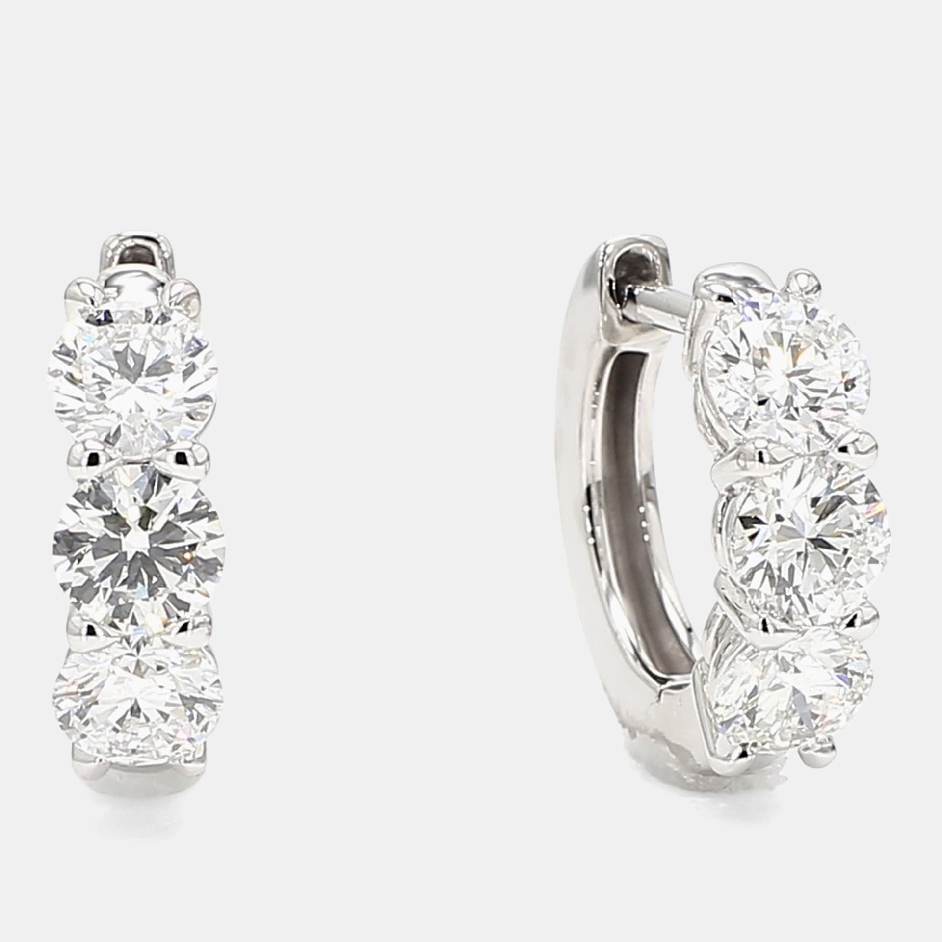 2.00 cts Round Lab Grown Diamonds 14K White Gold Front Facing Huggies