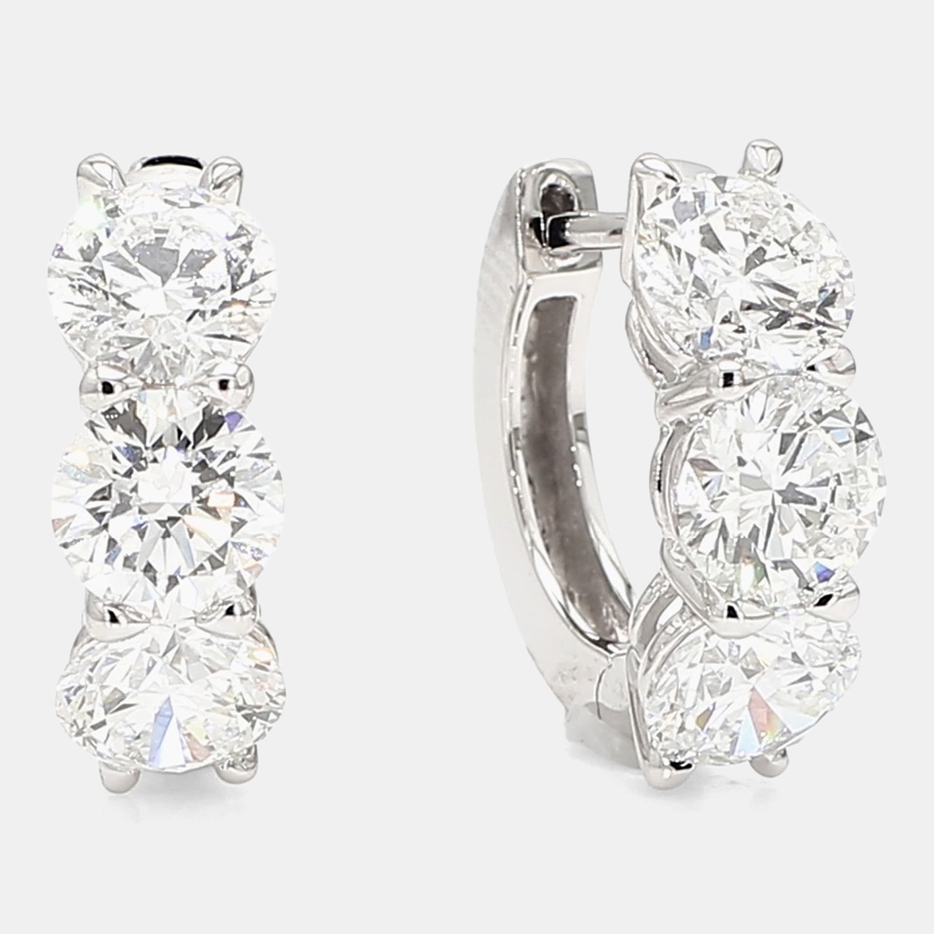 4.00 cts Round Lab Grown Diamonds 14K White Gold Front Facing Huggies