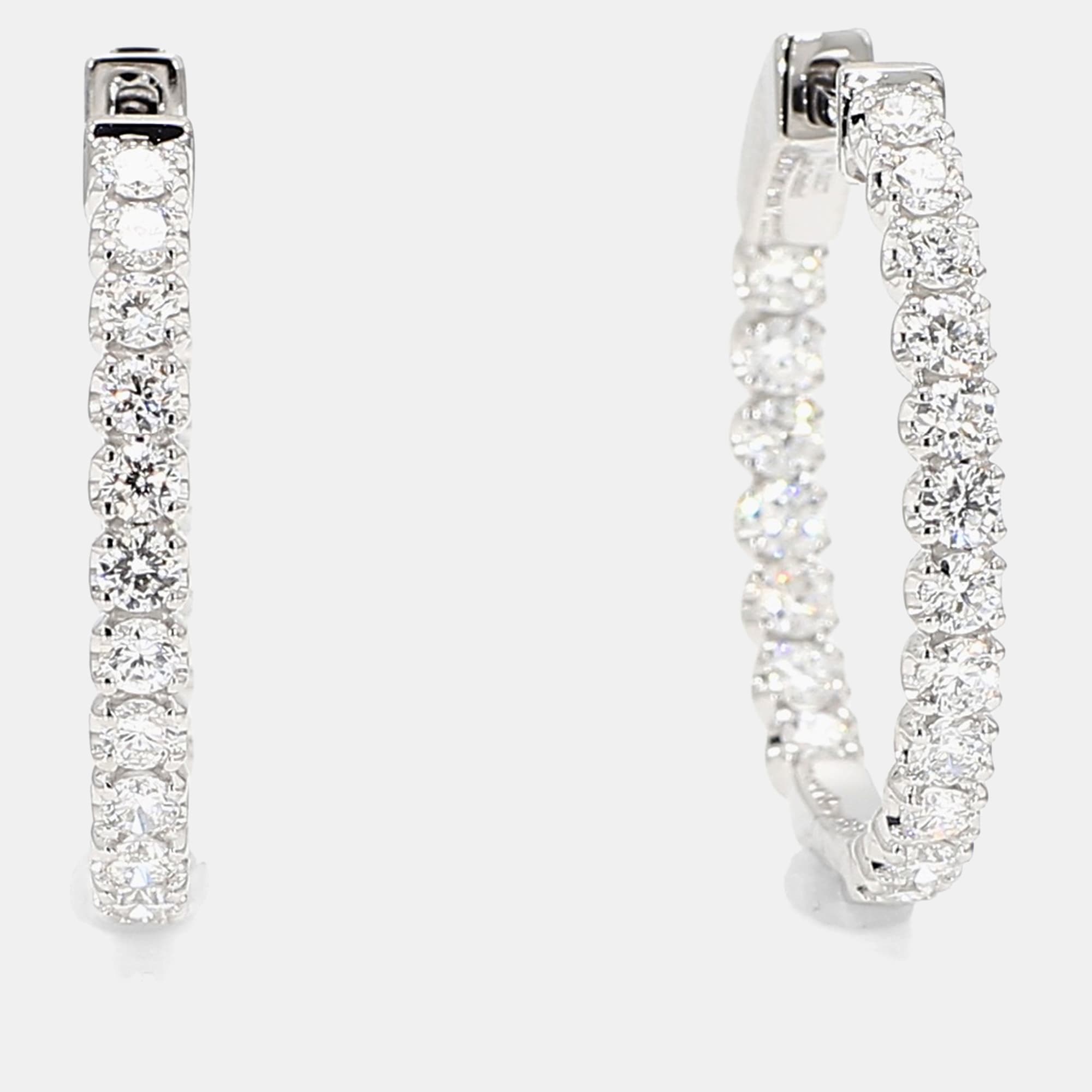 1.00 cts Round Lab Grown Diamonds 14K White Gold Inside-Out Hoops