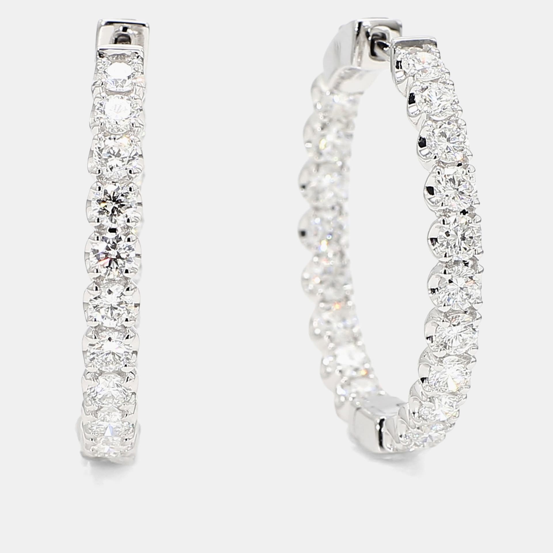 3.00 cts Round Lab Grown Diamonds 14K White Gold Inside-Out Hoops
