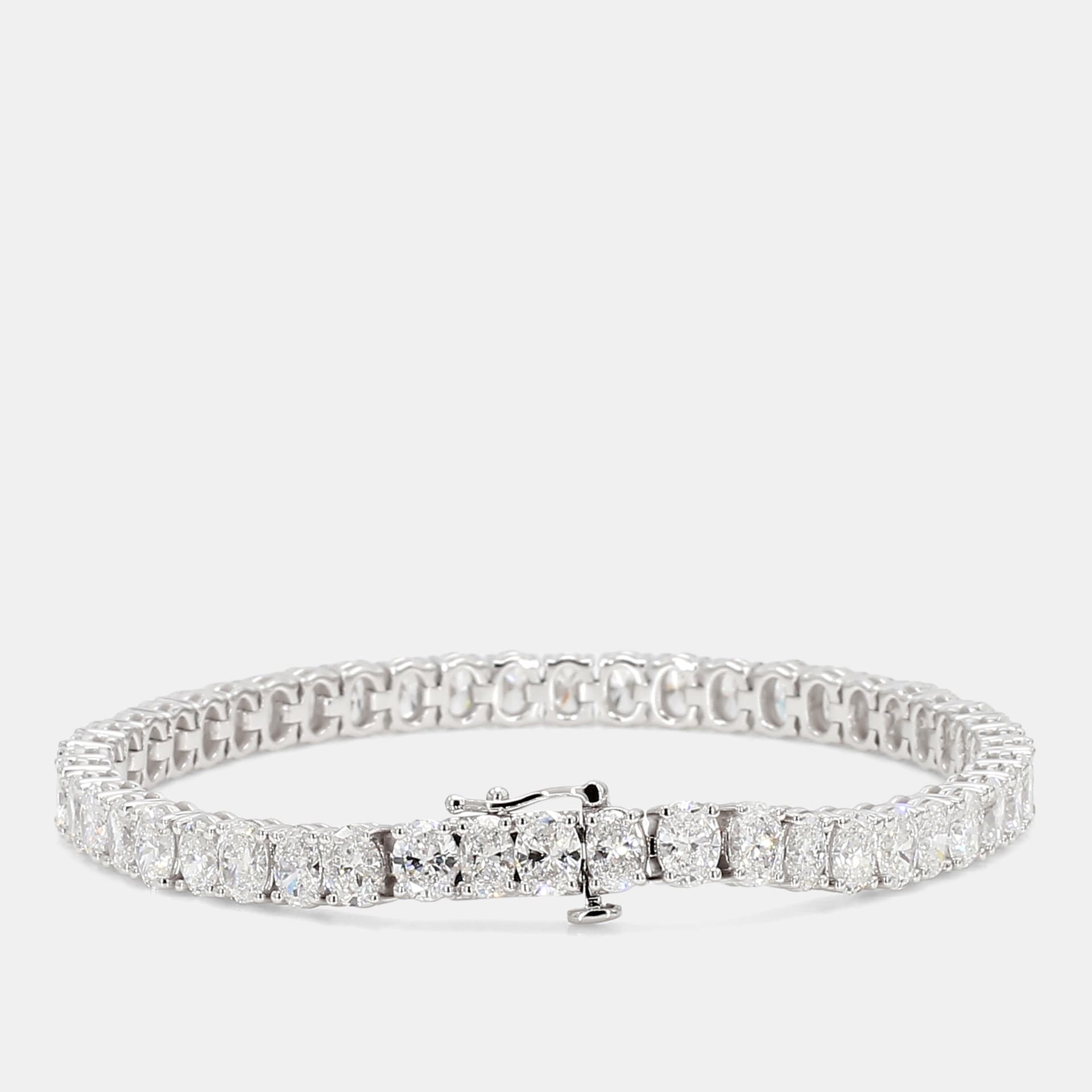 9.8cts Oval Lab Grown Diamonds 14K White Gold Basket Tennis Bracelet