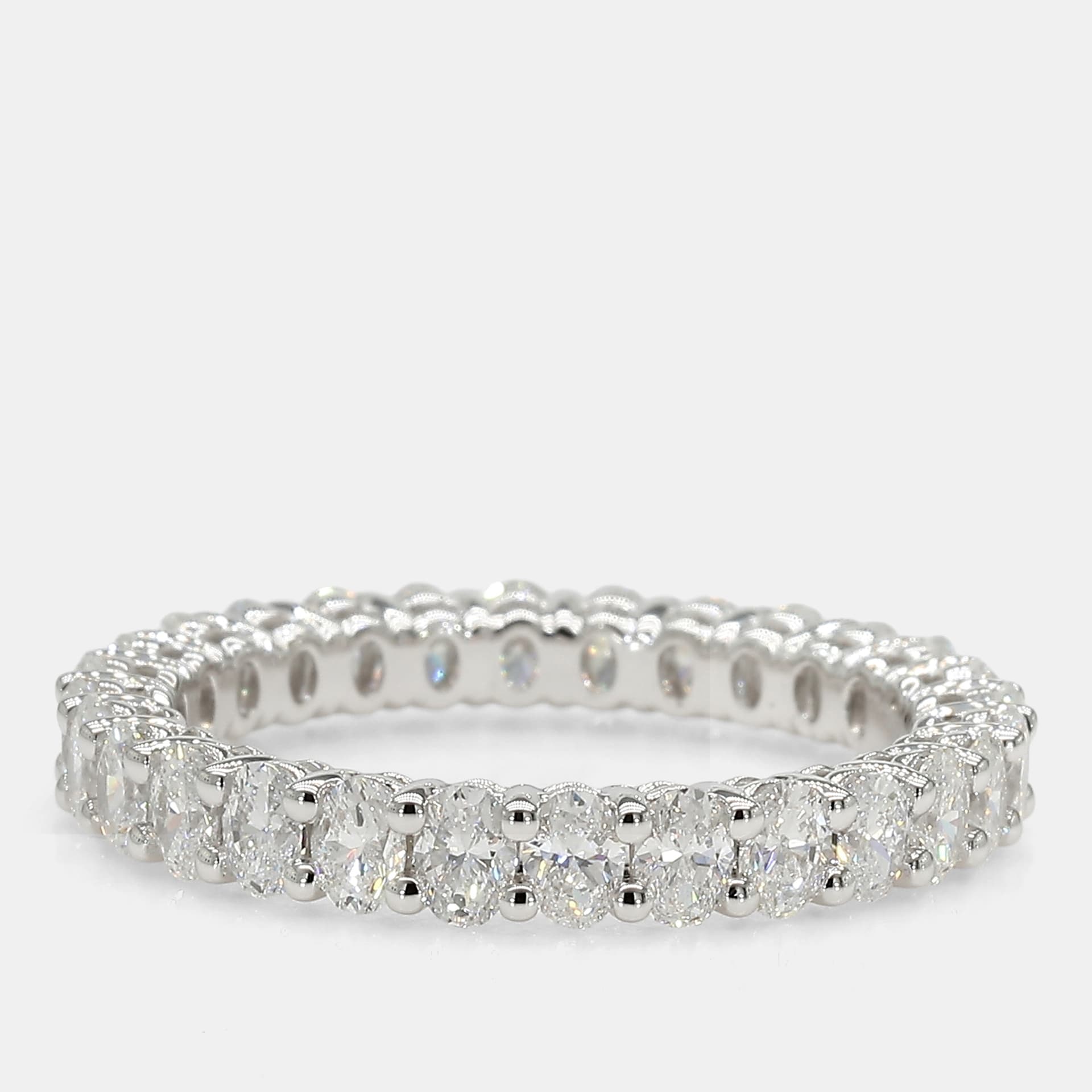 2.04 cts Oval Lab Grown Diamonds 14K White Gold Eternity Basket Band EU 54.5