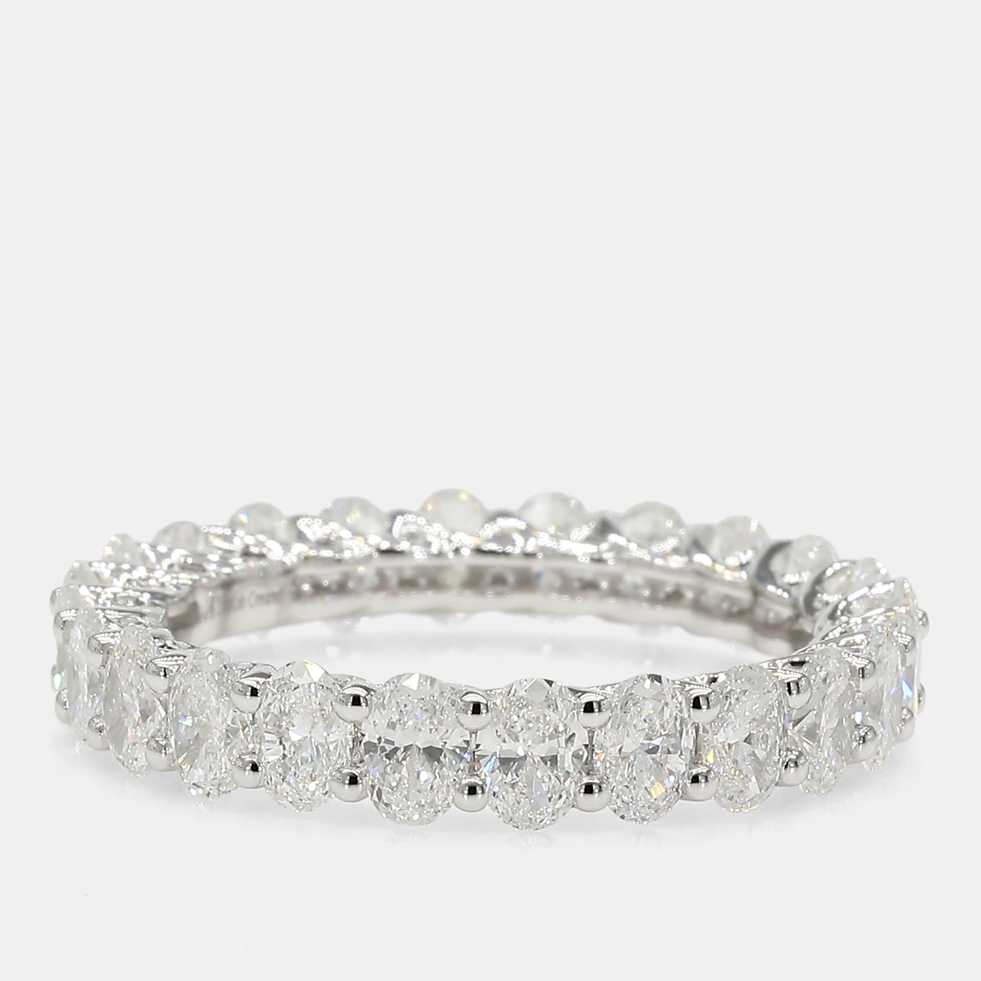 3.00 cts Oval Lab Grown Diamonds 14K White Gold Eternity Band EU 54.5