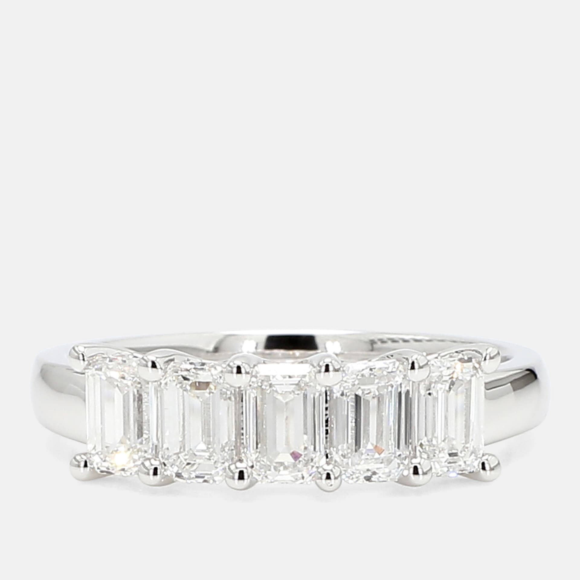 1.500 cts Emerald Lab Grown Diamonds 14K White Gold 5 Stone Wedding Band