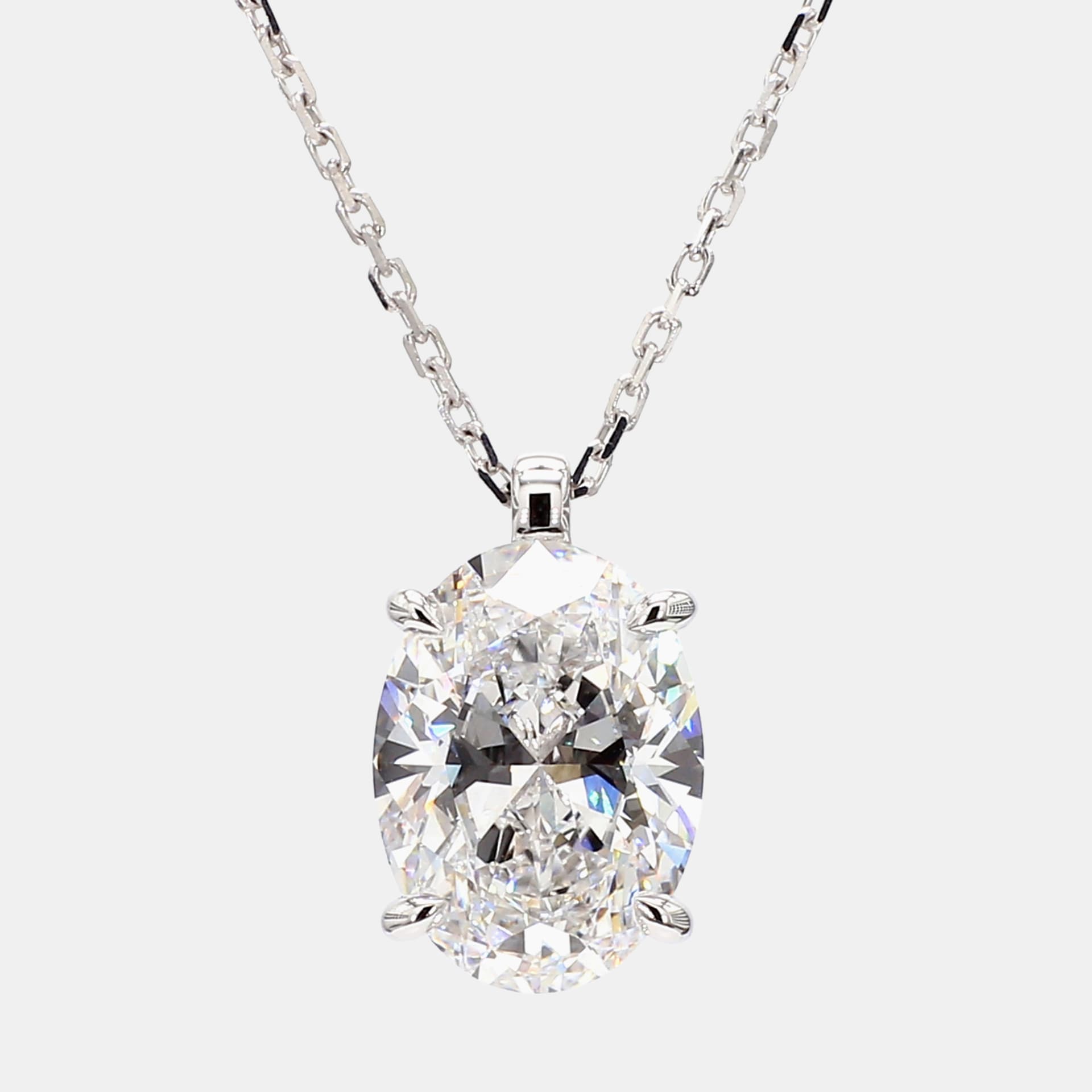 4.00 cts Oval Lab Grown Diamonds 14K White Gold Solitaire Pendant