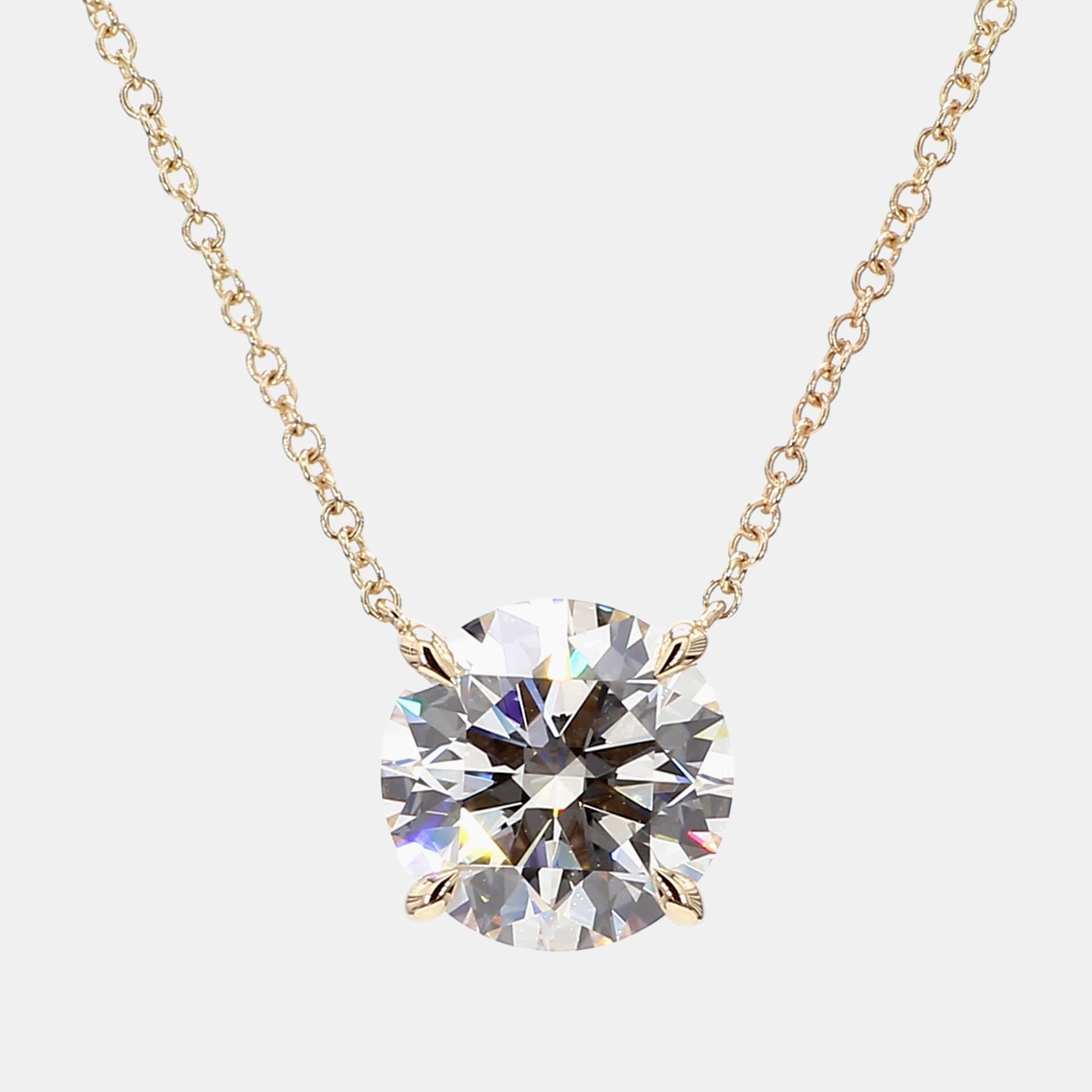 5.36 cts Round Lab Grown Diamonds 14K Yellow Gold Solitaire Pendant