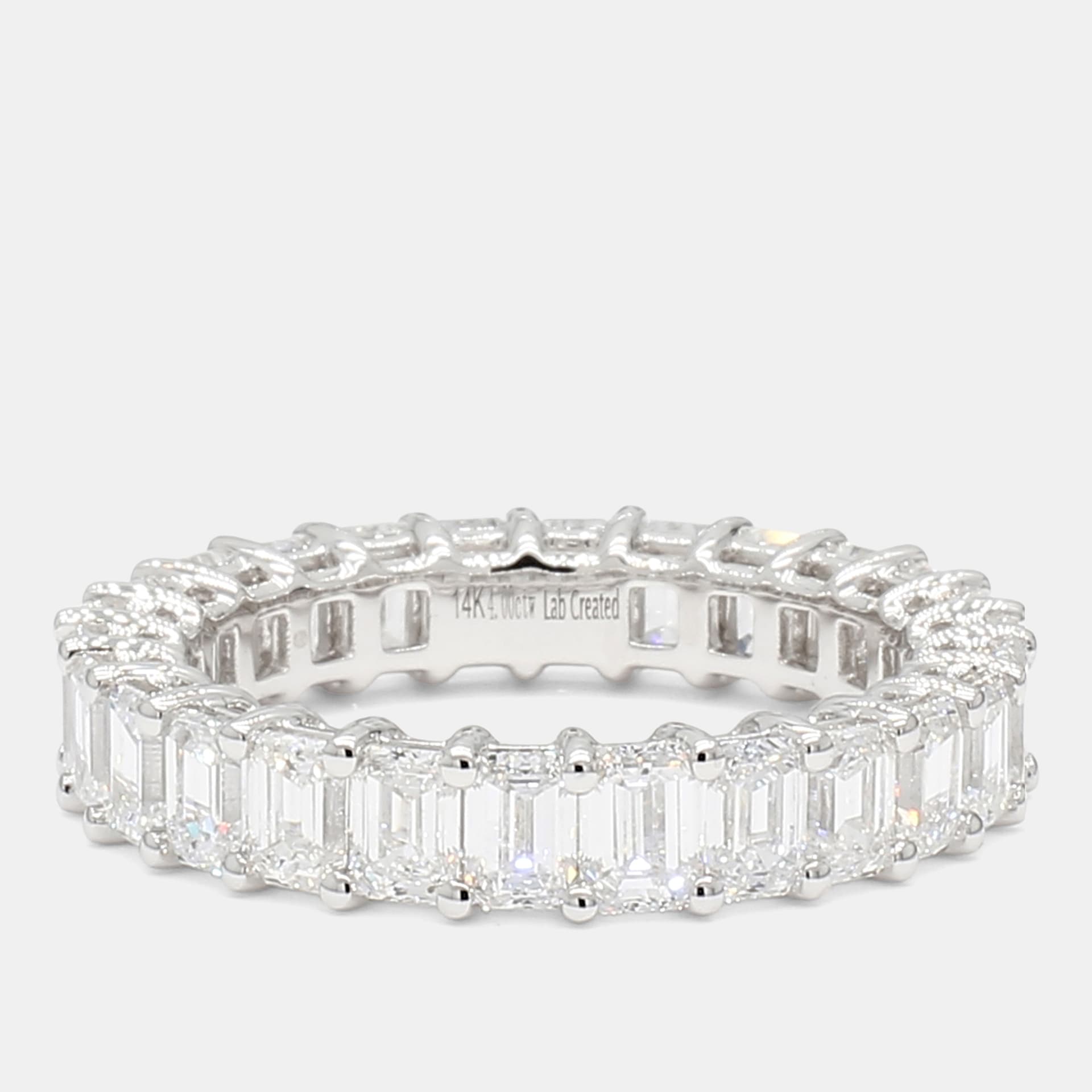 4.00 cts Emerald Lab Grown Diamonds 14K White Gold Eternity Band
