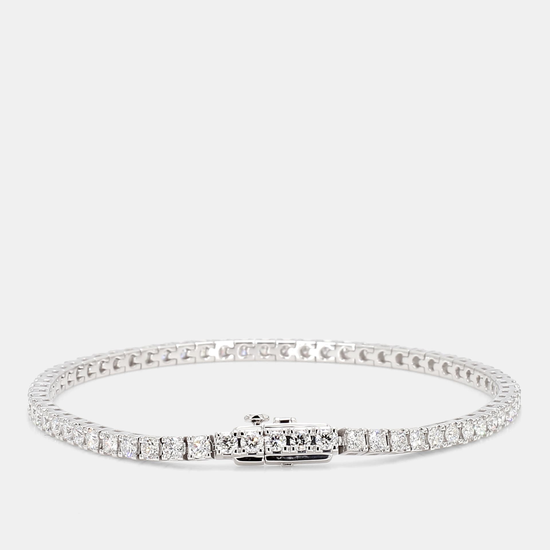 Atelier D' Excellence 3.10 cts Round Lab Grown Diamonds 14k White Gold Basket Tennis Bracelet