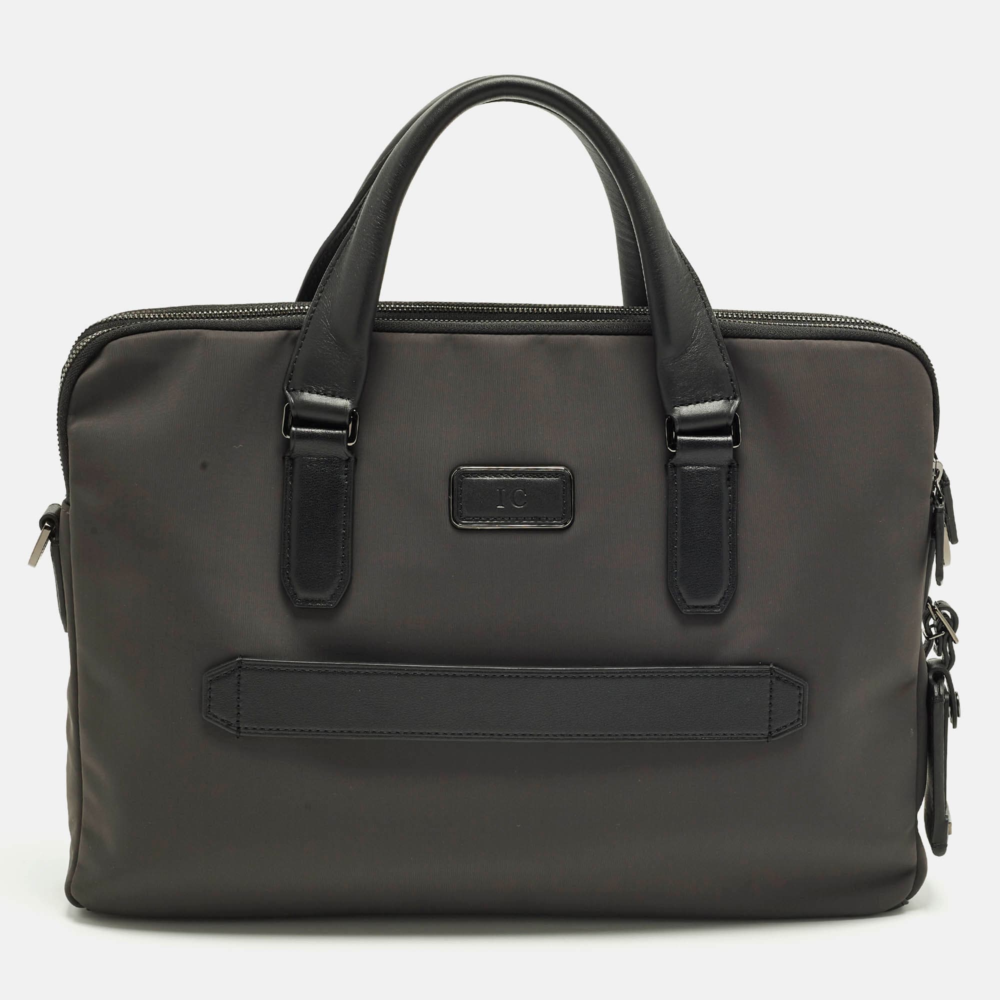 TUMI Sycamore Harrison Black/Grey Leather and Nylon Briefcase
