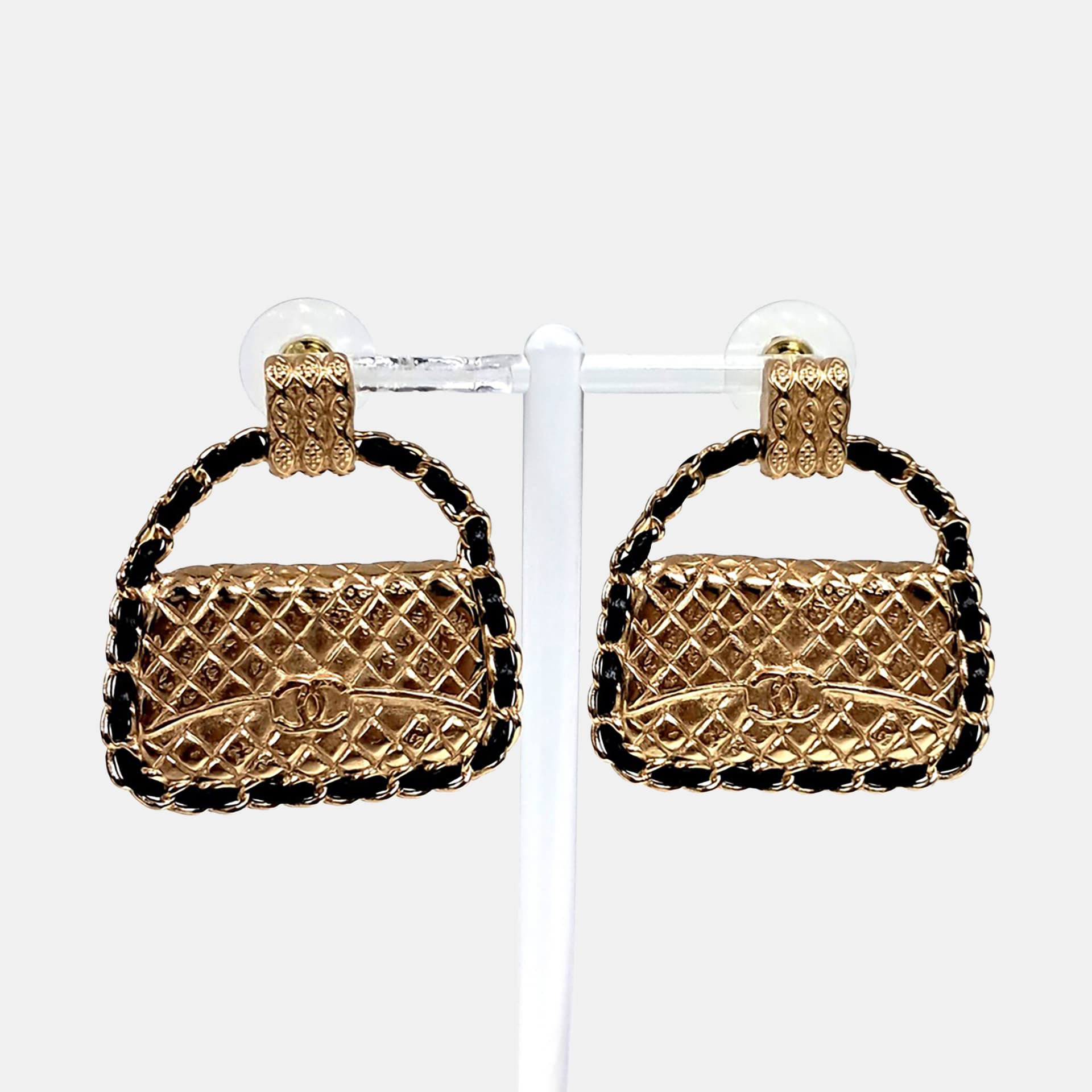 Chanel Gold Tone Metal Earrings