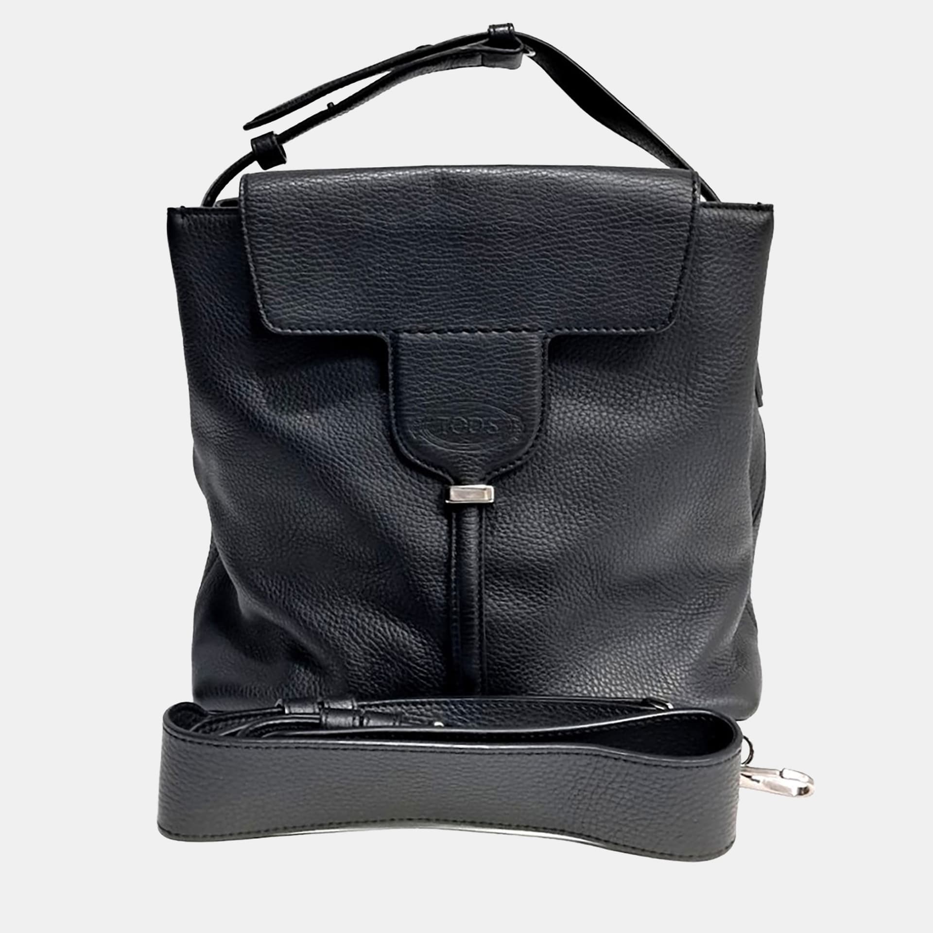 Tod's Black Leather Tote And Shoulder Bag