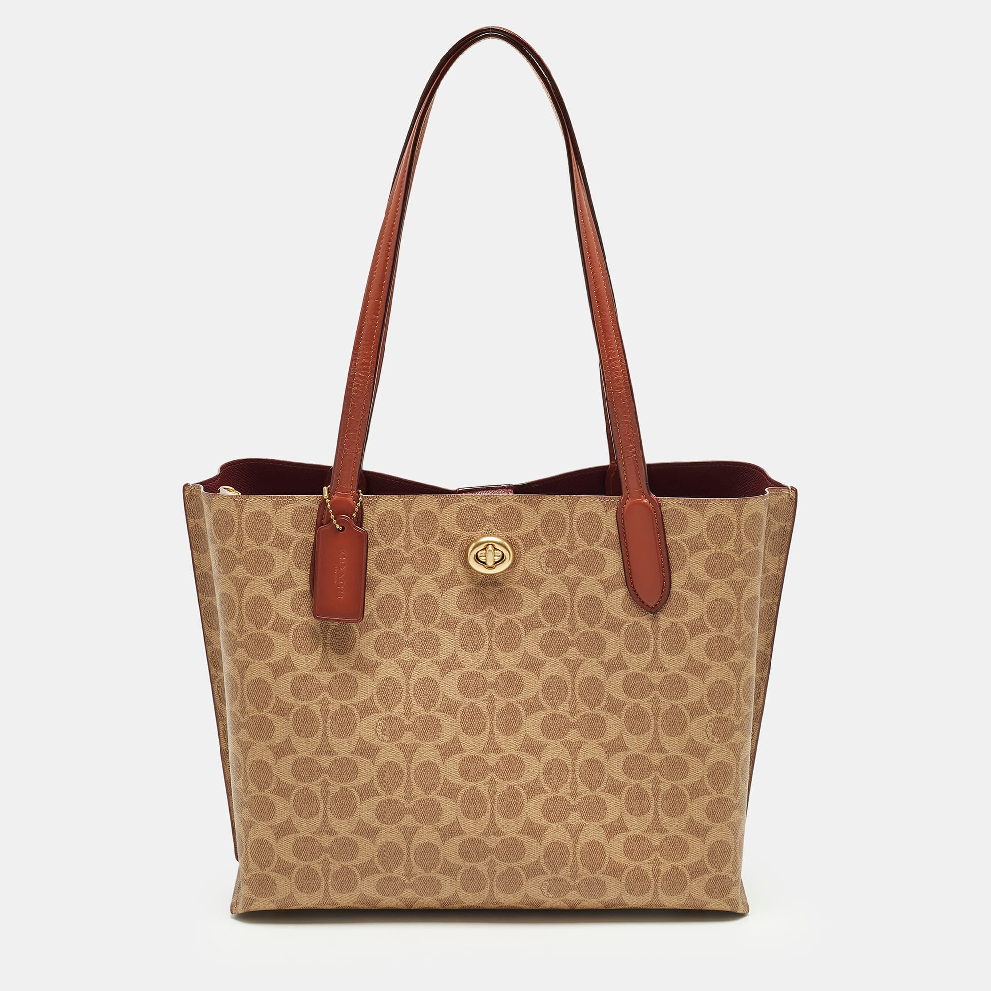 Coach Willow Beige/Brown Signature Coated Canvas and Leather Tote