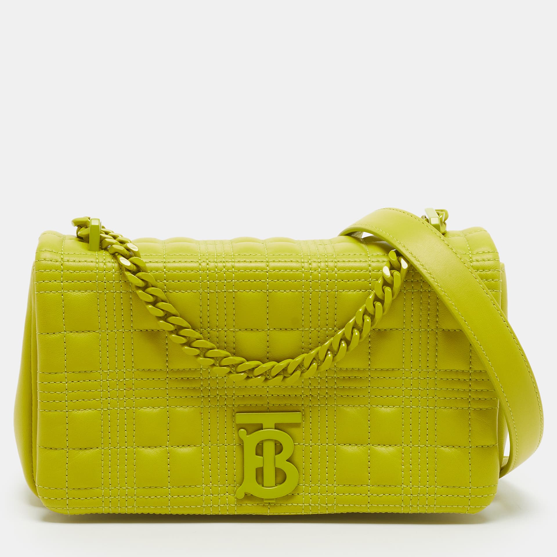 Burberry Lola Small Lime Green Quilted Leather Shoulder Bag