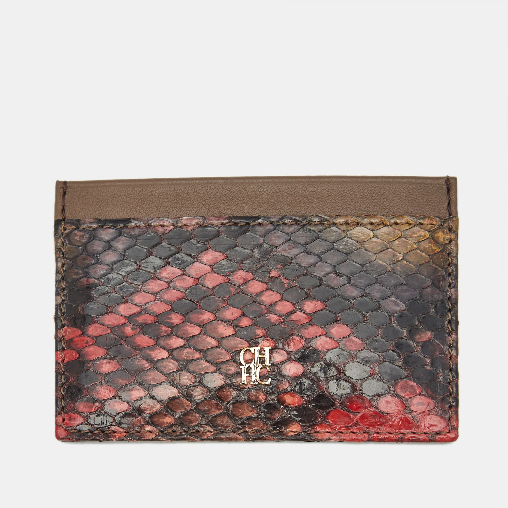 CH Carolina Herrera Multicolor Python and Leather Card Holder