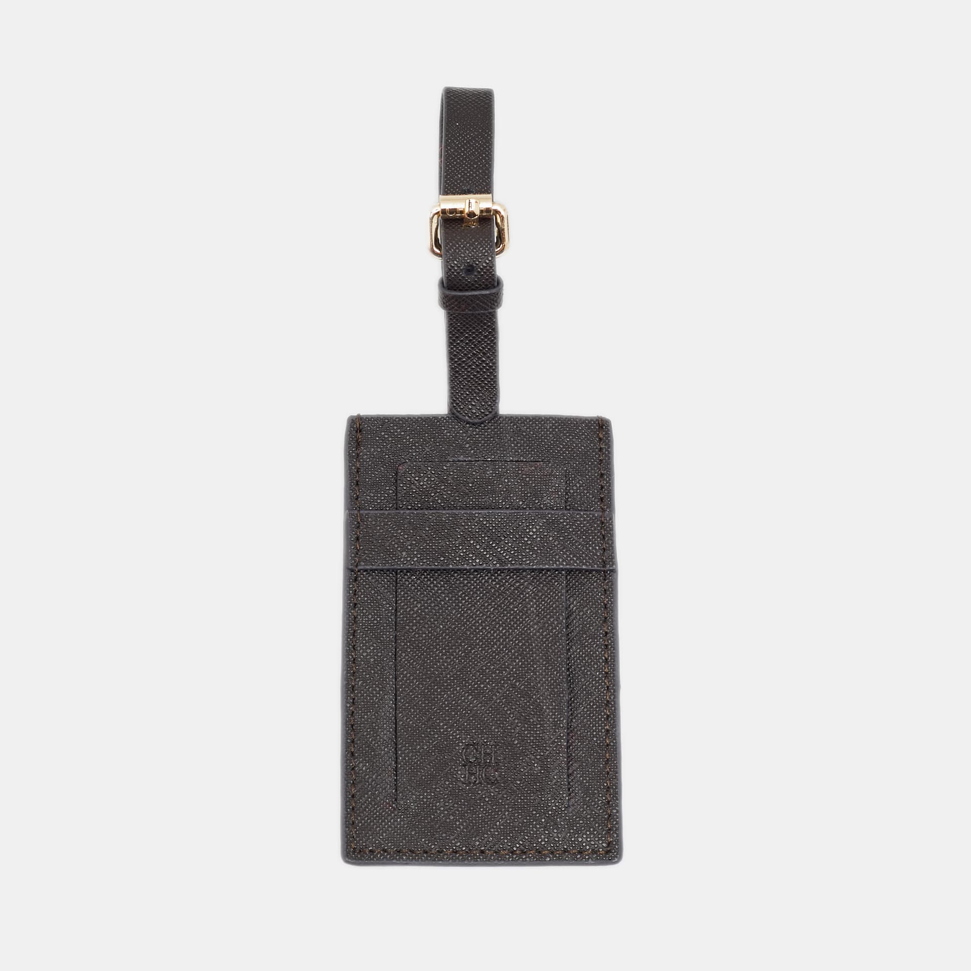 CH Carolina Herrera Luggage Tag Brown Leather