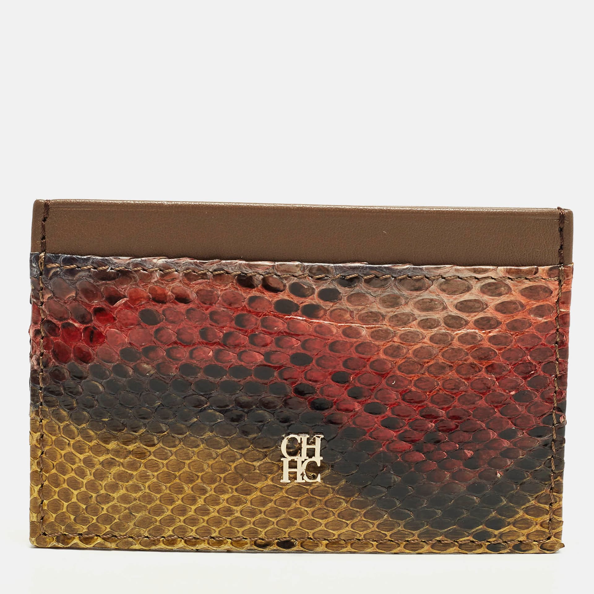 CH Carolina Herrera Multicolor Python and Leather Card Holder