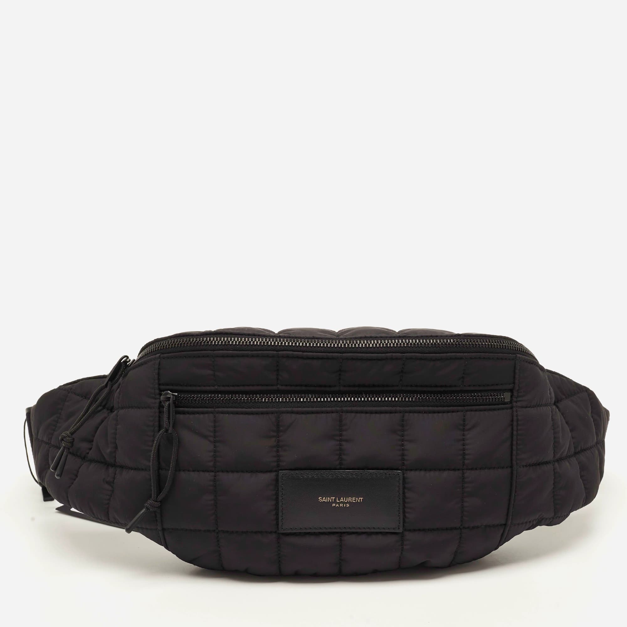 Saint Laurent Nuxx Black Quilted Nylon Belt Bag