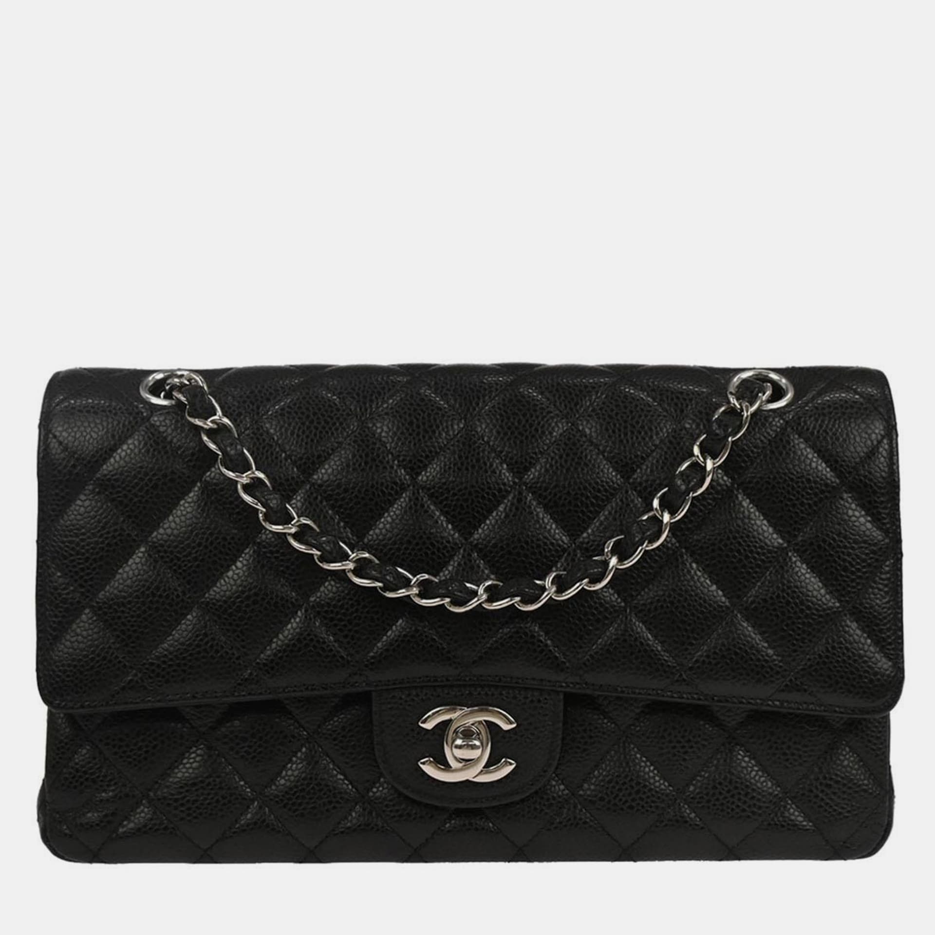 Chanel Black Calfskin Medium Classic Double Flap Shoulder Bag