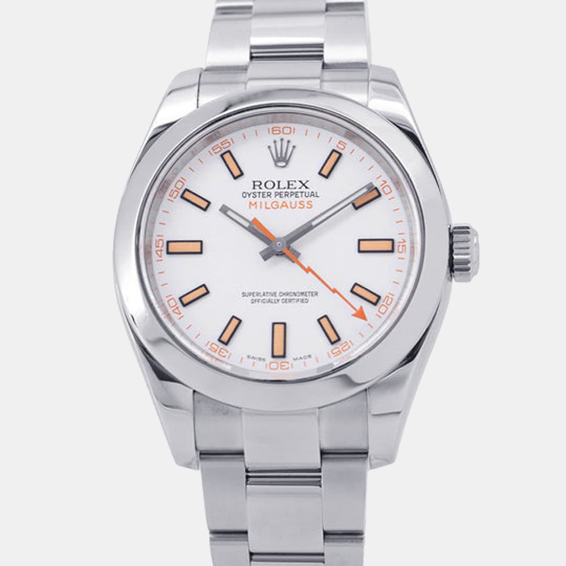 Rolex Milgauss 116400 White Stainless Steel Automatic Men's Wristwatch 40mm