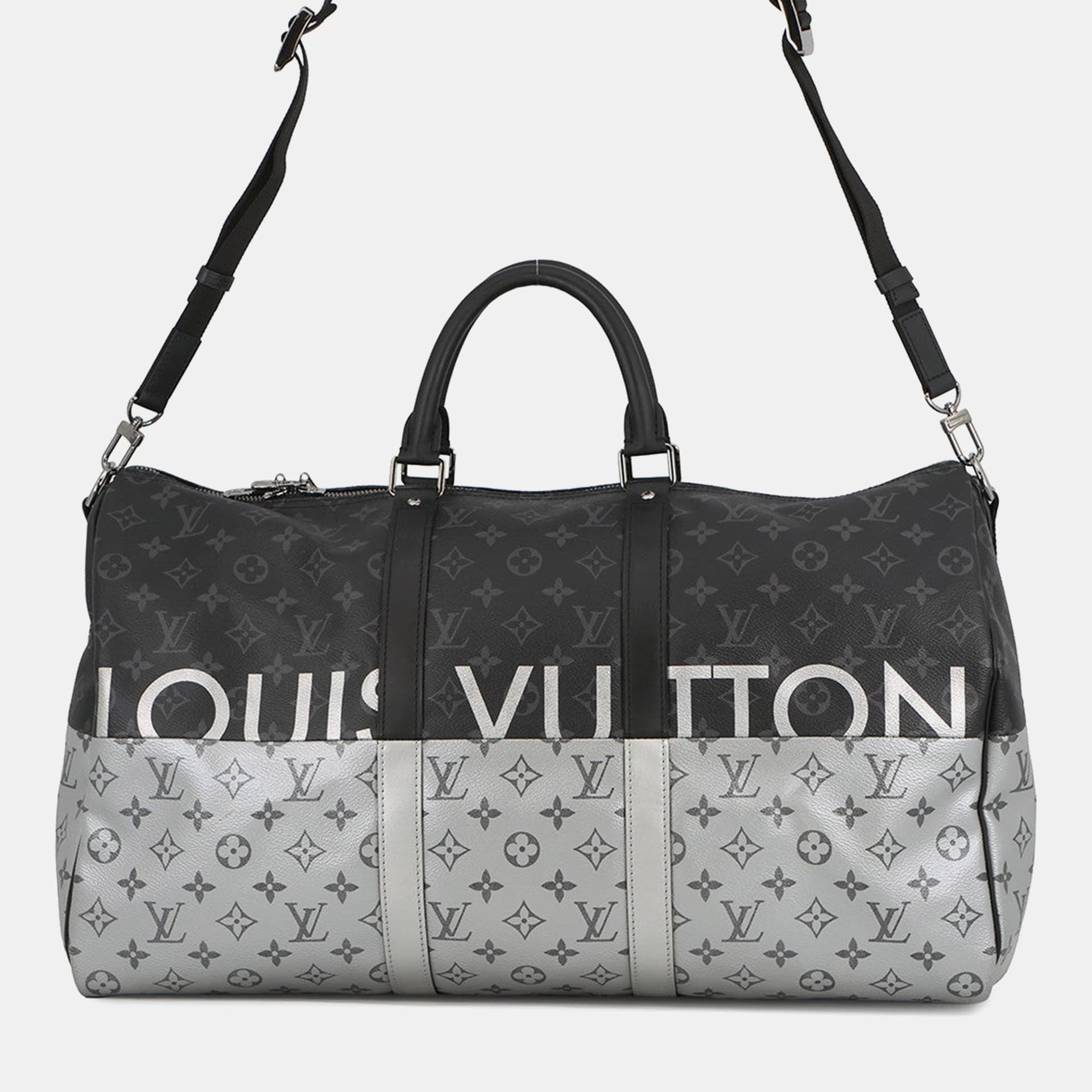 Louis Vuitton Keepall Bandouliere Noir/Silverm43817 Monogram Eclipse Split Size 50