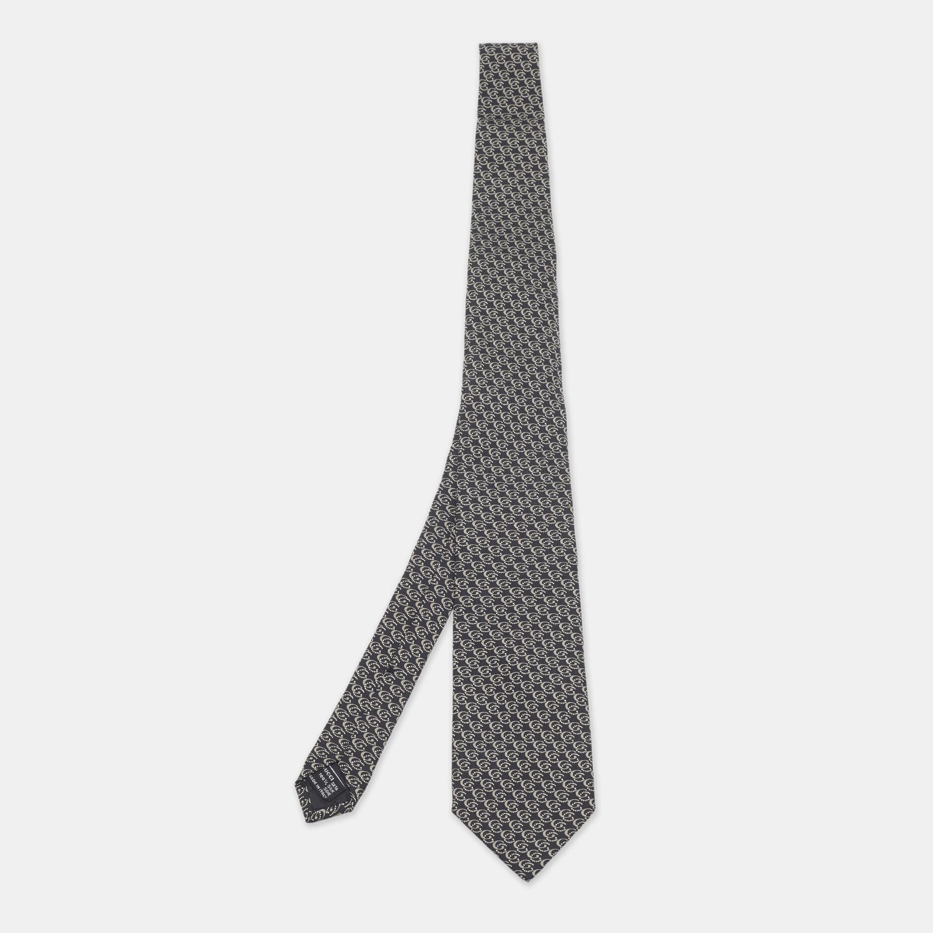 Gucci Black GG Print Silk Tie