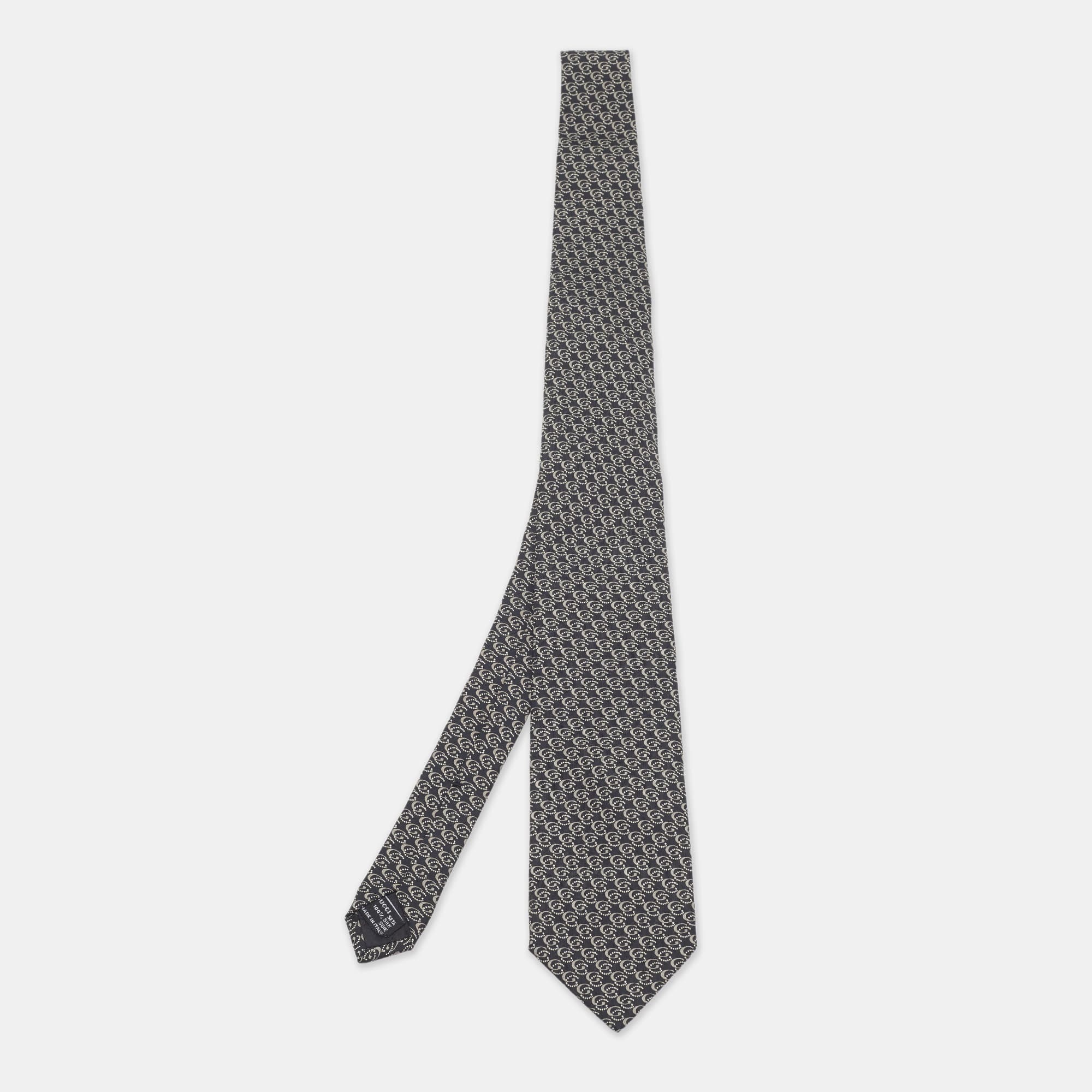 Gucci Black GG Print Silk Tie