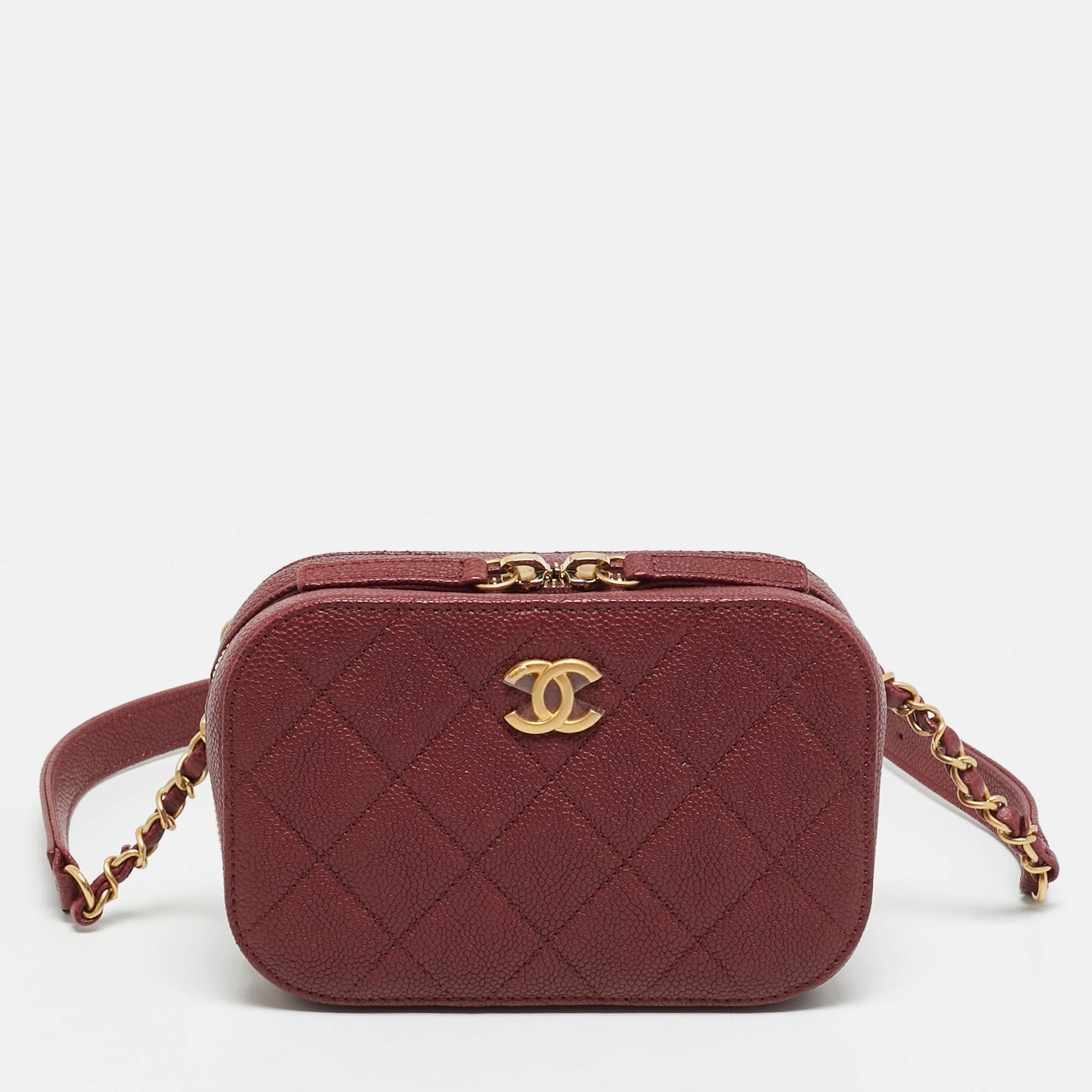 Chanel Chic Trip Burgundy Quilted Caviar Leather Waist Bag