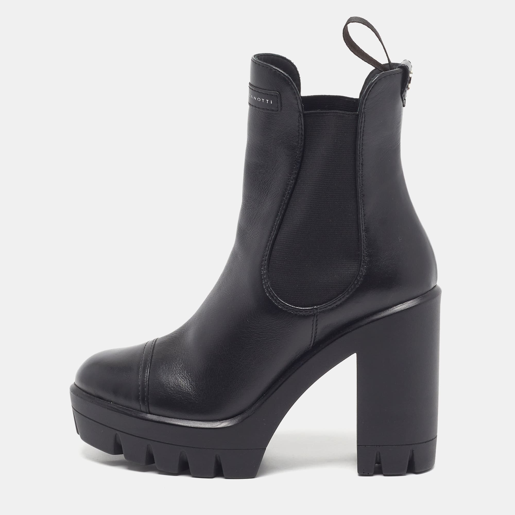Giuseppe Zanotti Size 37 Black Leather Ankle Length Boots