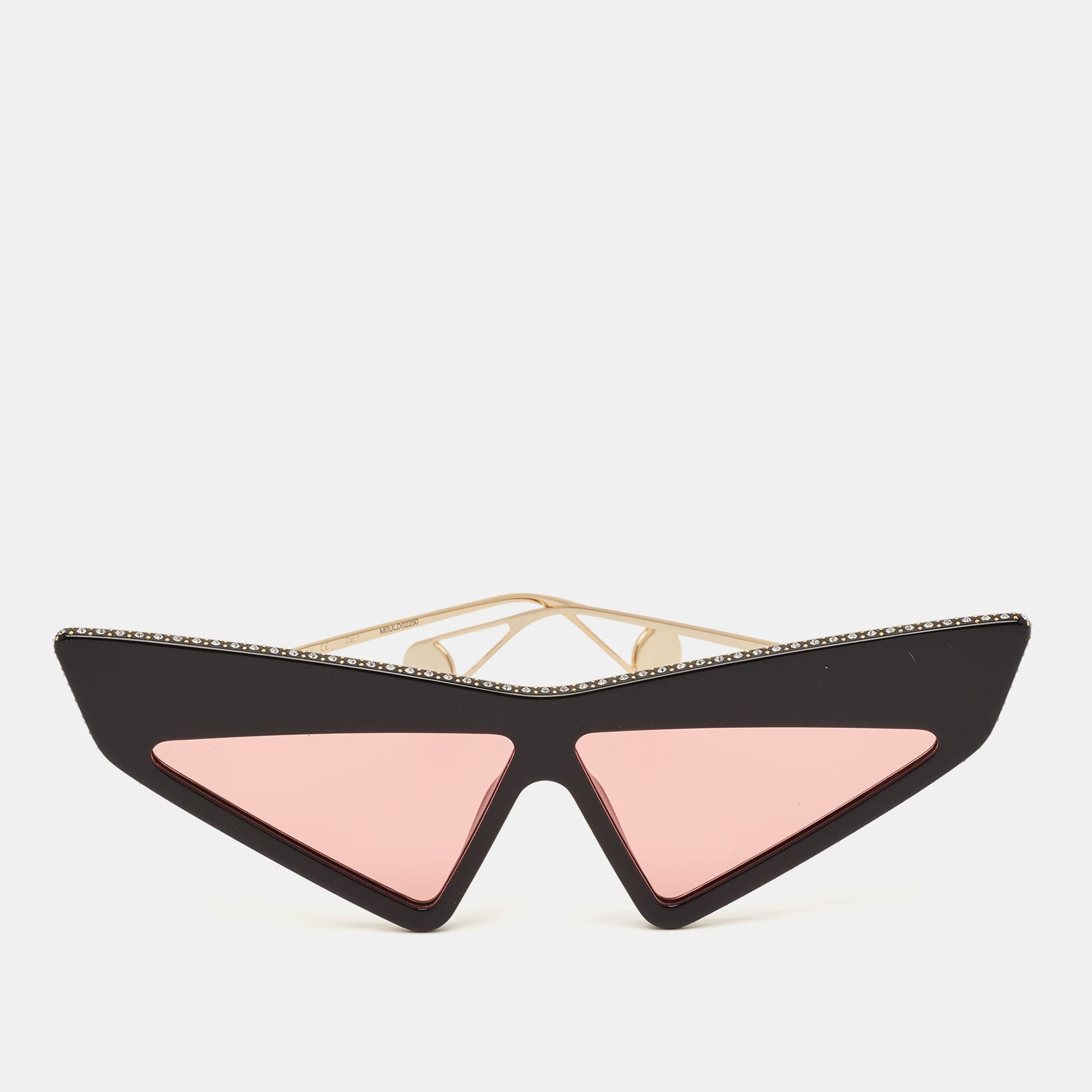 Gucci Black/Pink GG0430S Crystal Geometric Sunglasses