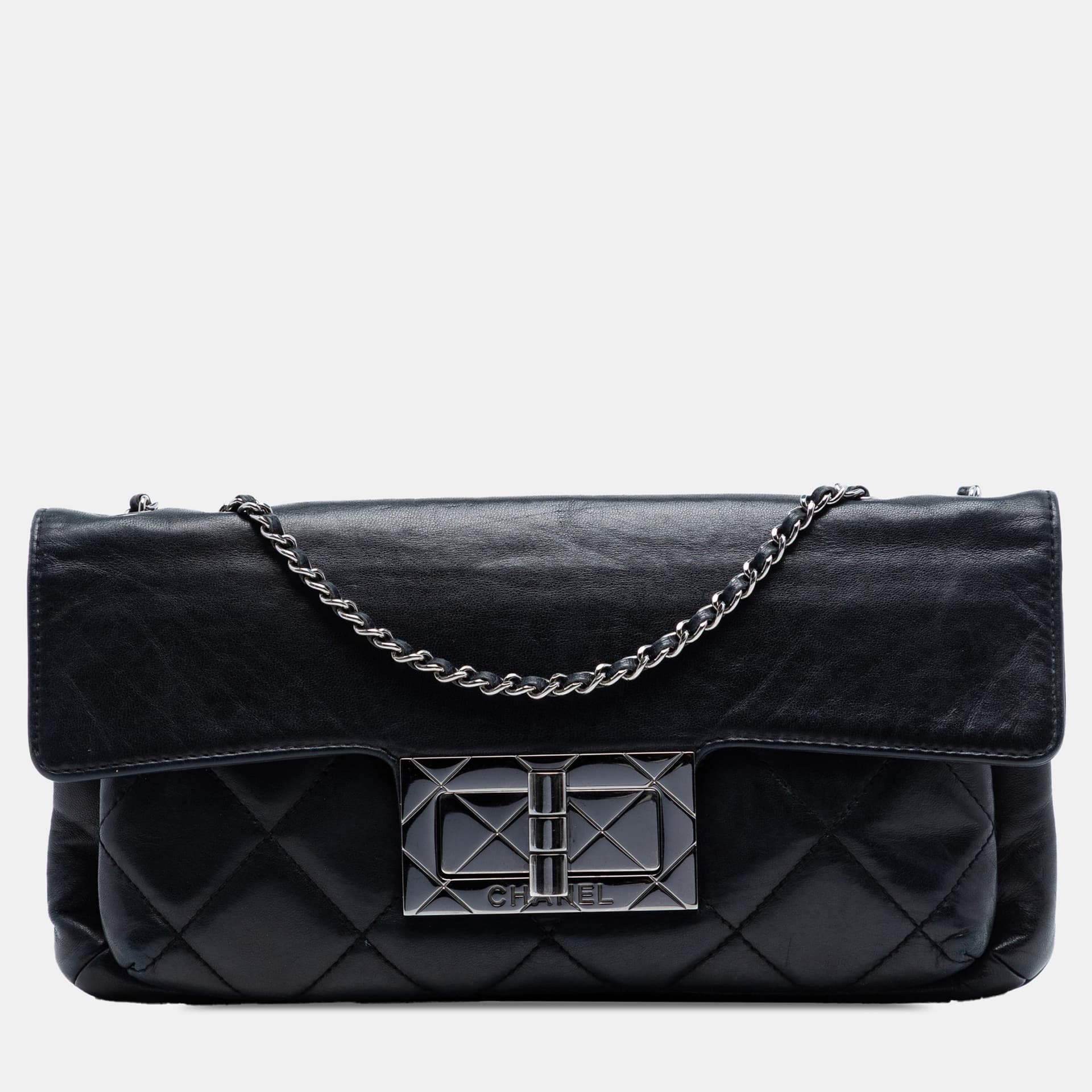 Chanel Black Quilted Lambskin Giant Mademoiselle Turnlock Shoulder Bag