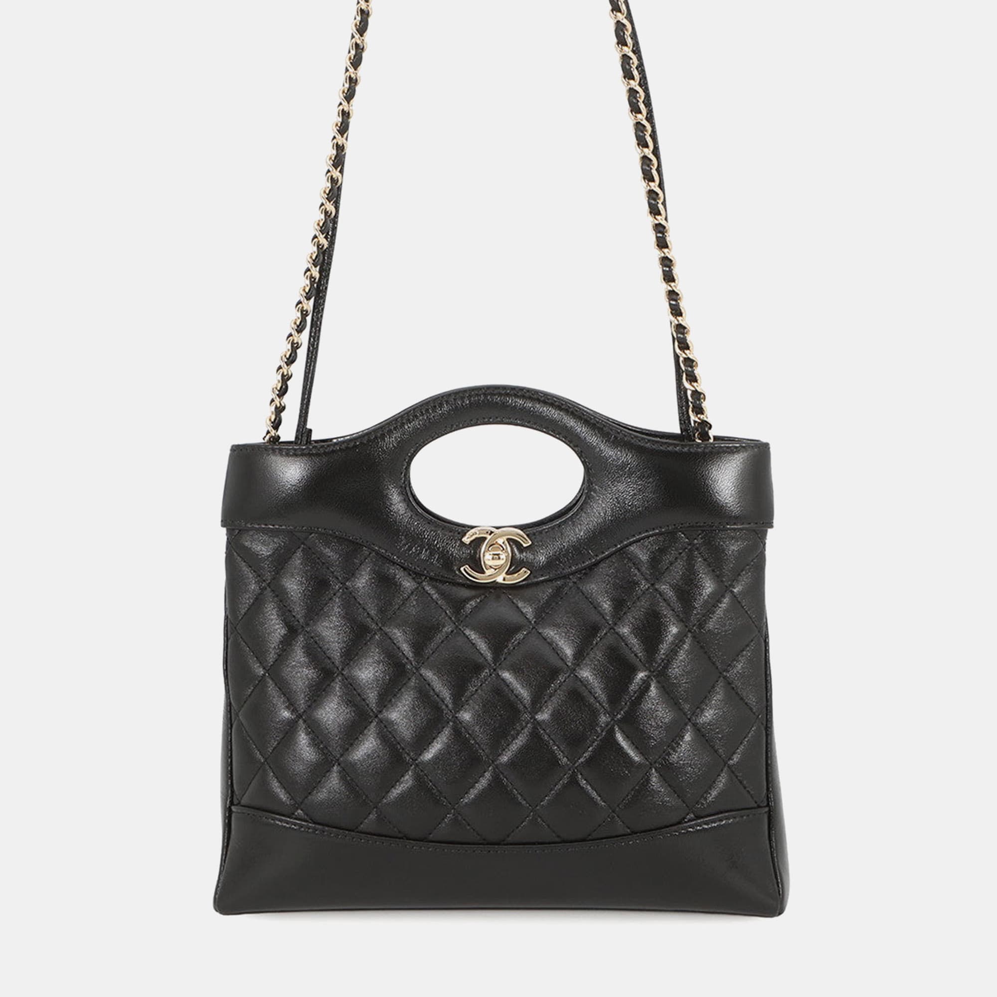 Chanel Chanel 31 Mini Shopping Bag Black Shiny Calf Leather
