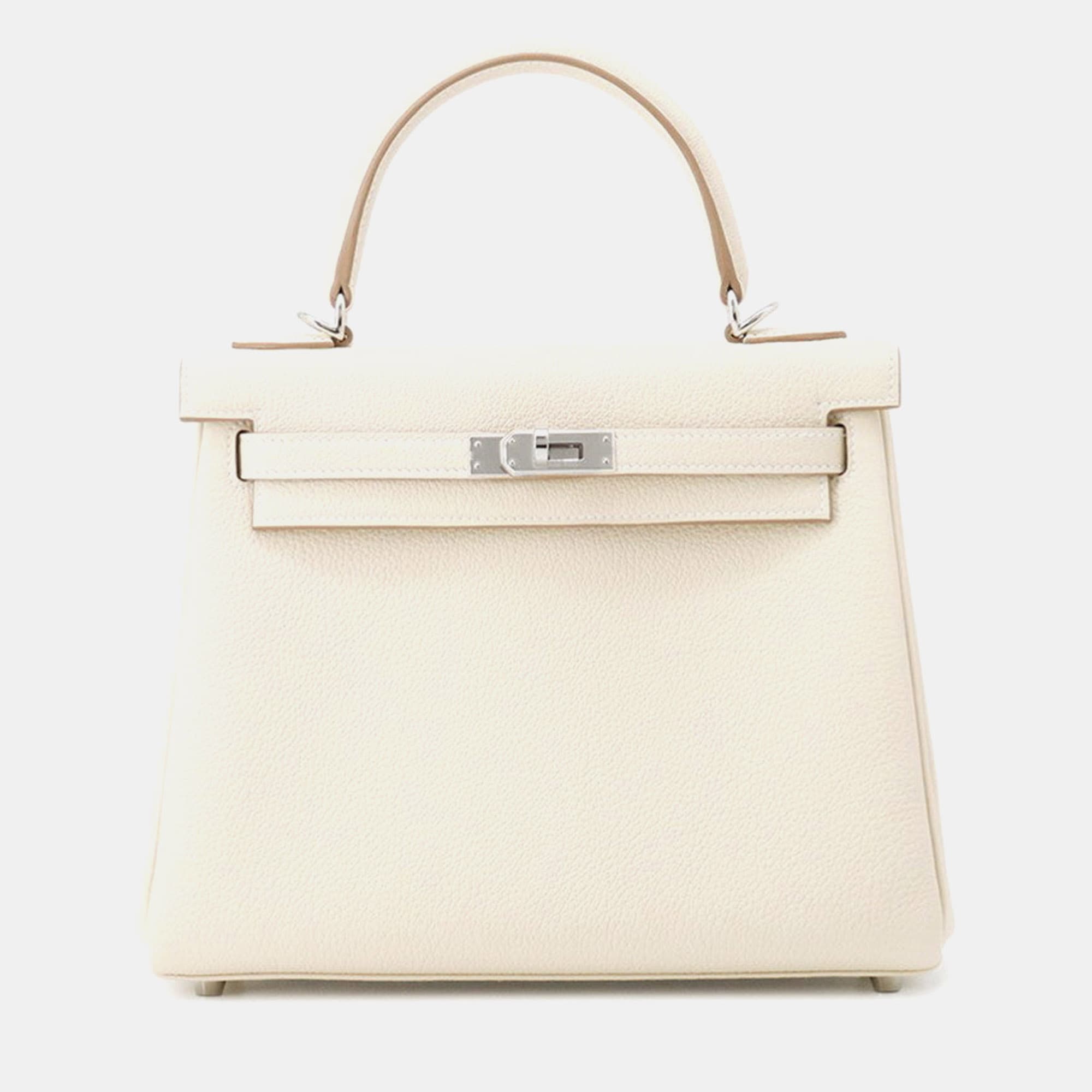Hermes Kelly Retourne Craie Togo Leather Size 25